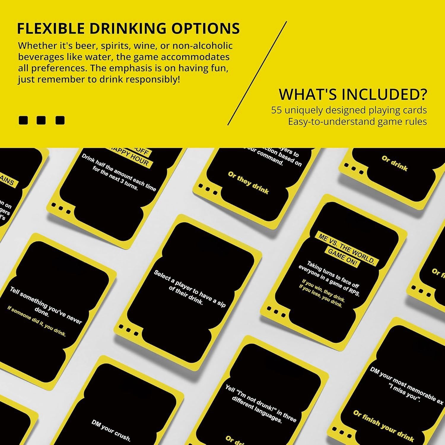 I'M NOT DRUNK Drinking 55-Card Game - Compact Party Fun Multiple Players Drinking Card Game Set for Friends, Couples & Game Nights view 3