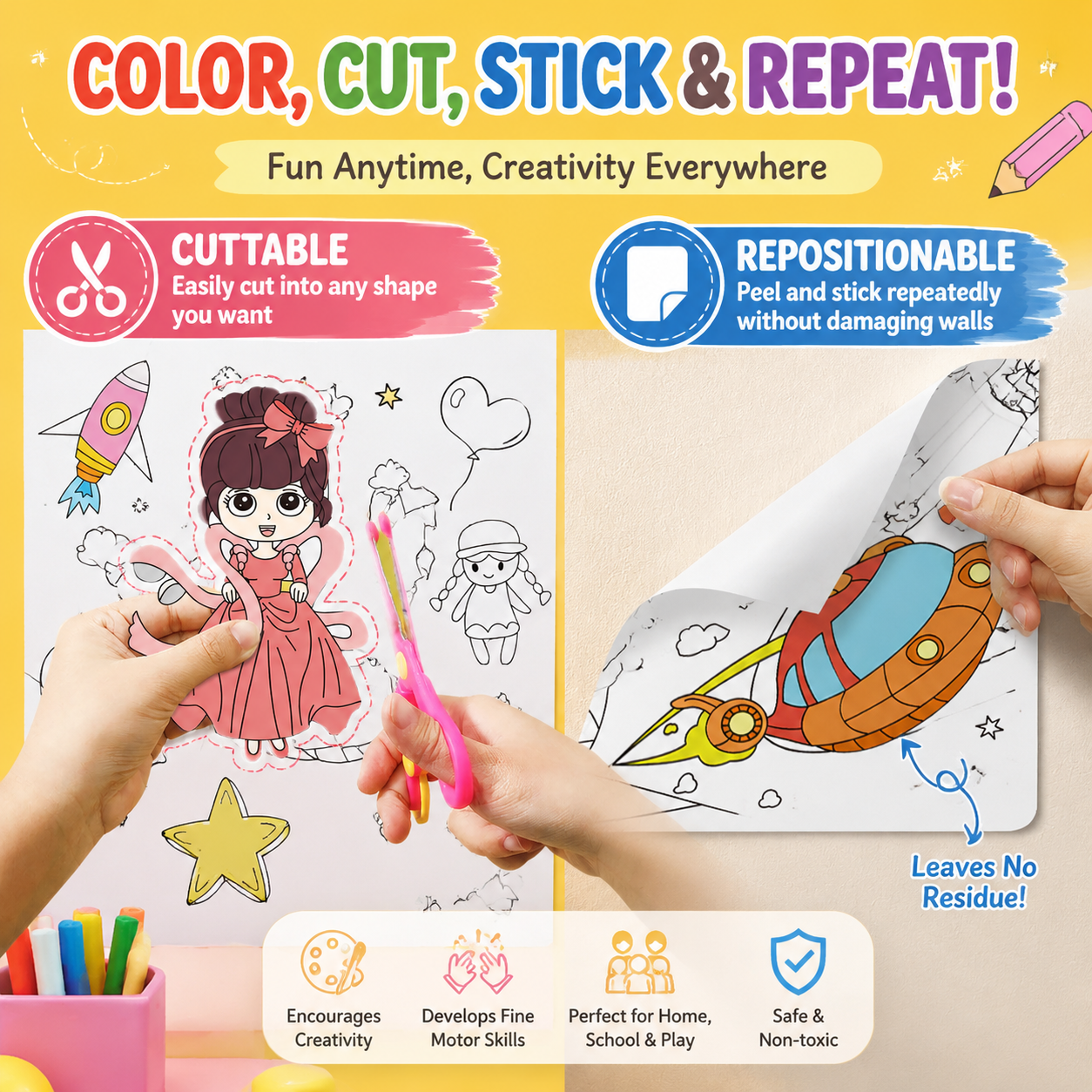 Kids Giant Coloring Roll + Markers Set view 4