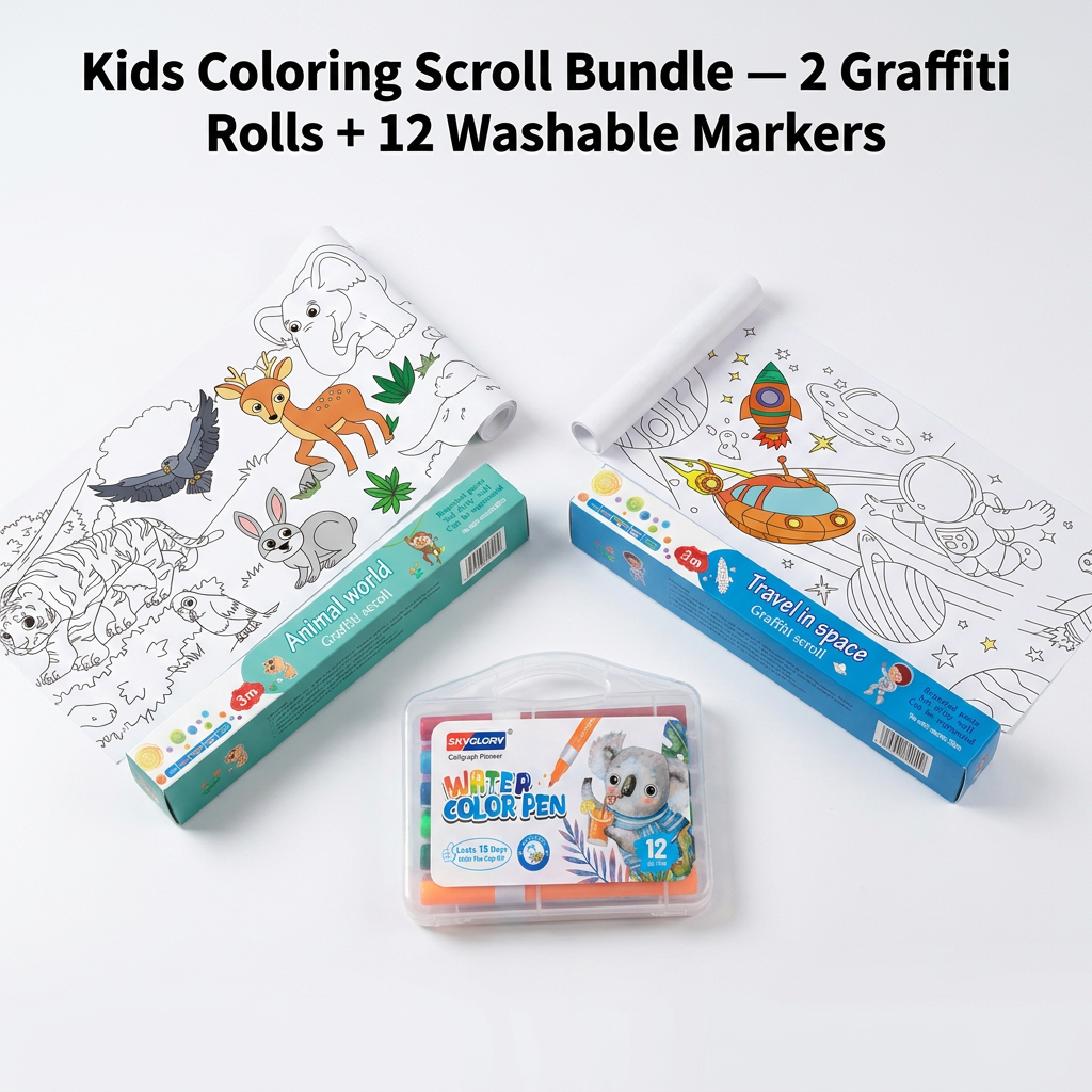 Kids Giant Coloring Roll + Markers Set view 6