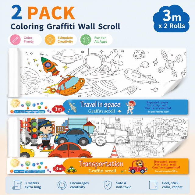 Kids Reusable Coloring Paper Roll view 6
