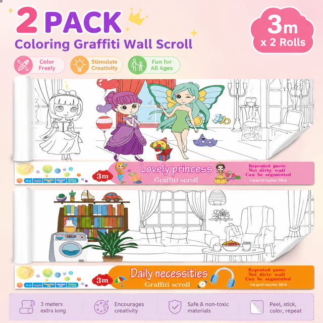 Kids Reusable Coloring Paper Roll