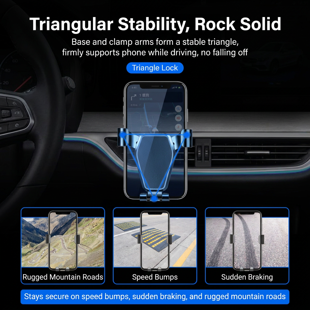 2-Piece Winter Car Safety & Comfort Driving Set with Car Air Vent Gravity Phone Holder and Warm Five-Finger Touchscreen Gloves – One Hand Auto Grip, Triangle Stability & Gravity Locking, All-Season Esports Conductive Touchscreen Gloves view 2