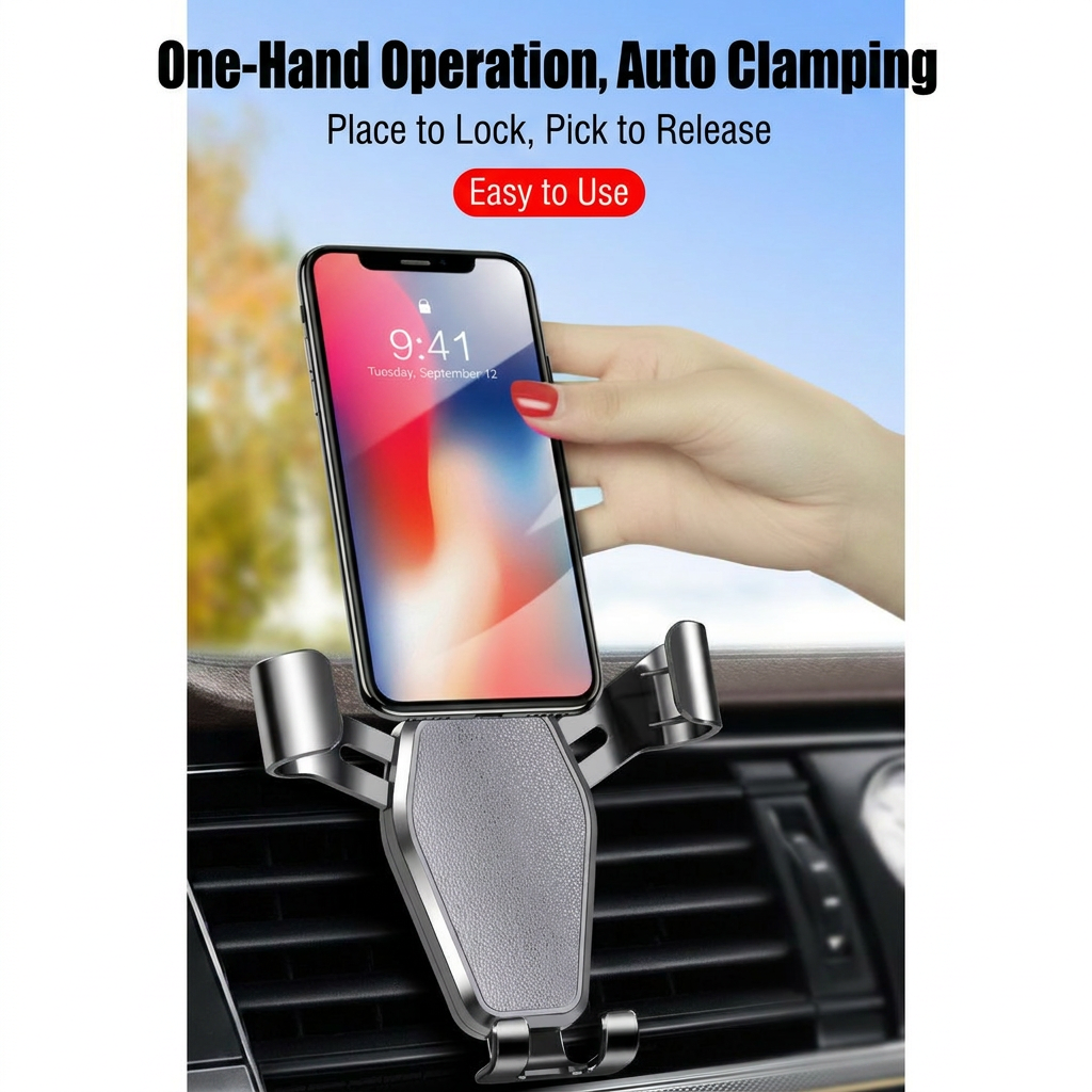 2-Piece Winter Car Safety & Comfort Driving Set with Car Air Vent Gravity Phone Holder and Warm Five-Finger Touchscreen Gloves – One Hand Auto Grip, Triangle Stability & Gravity Locking, All-Season Esports Conductive Touchscreen Gloves view 5