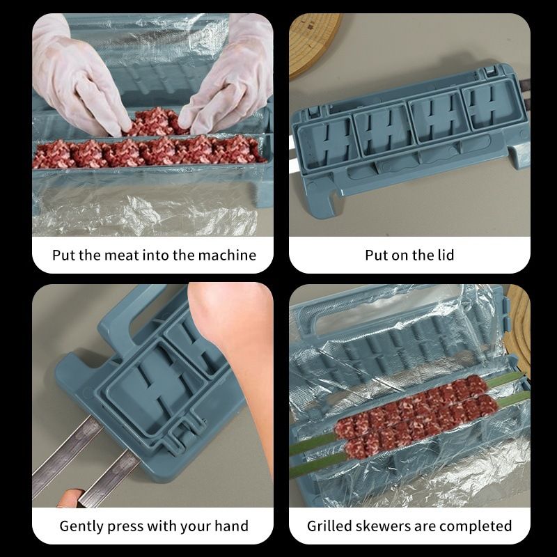 White Portable Folding Kebab Maker and BBQ Skewer Tool - Hygienic Quick Efficient Kebab Preparing for Outdoor BBQ, Camping & Kitchen Cooking view 2