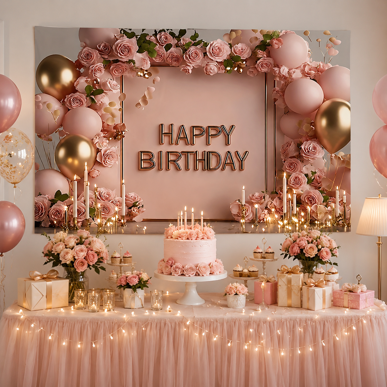 Happy Birthday Party Backdrop Cloth view 3