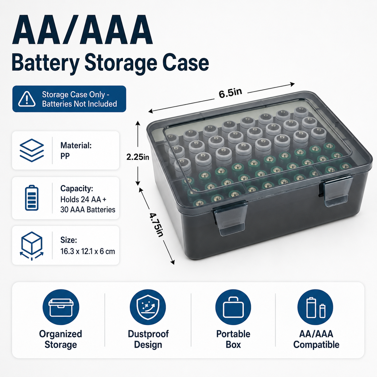 AA/AAA Battery Storage Case
