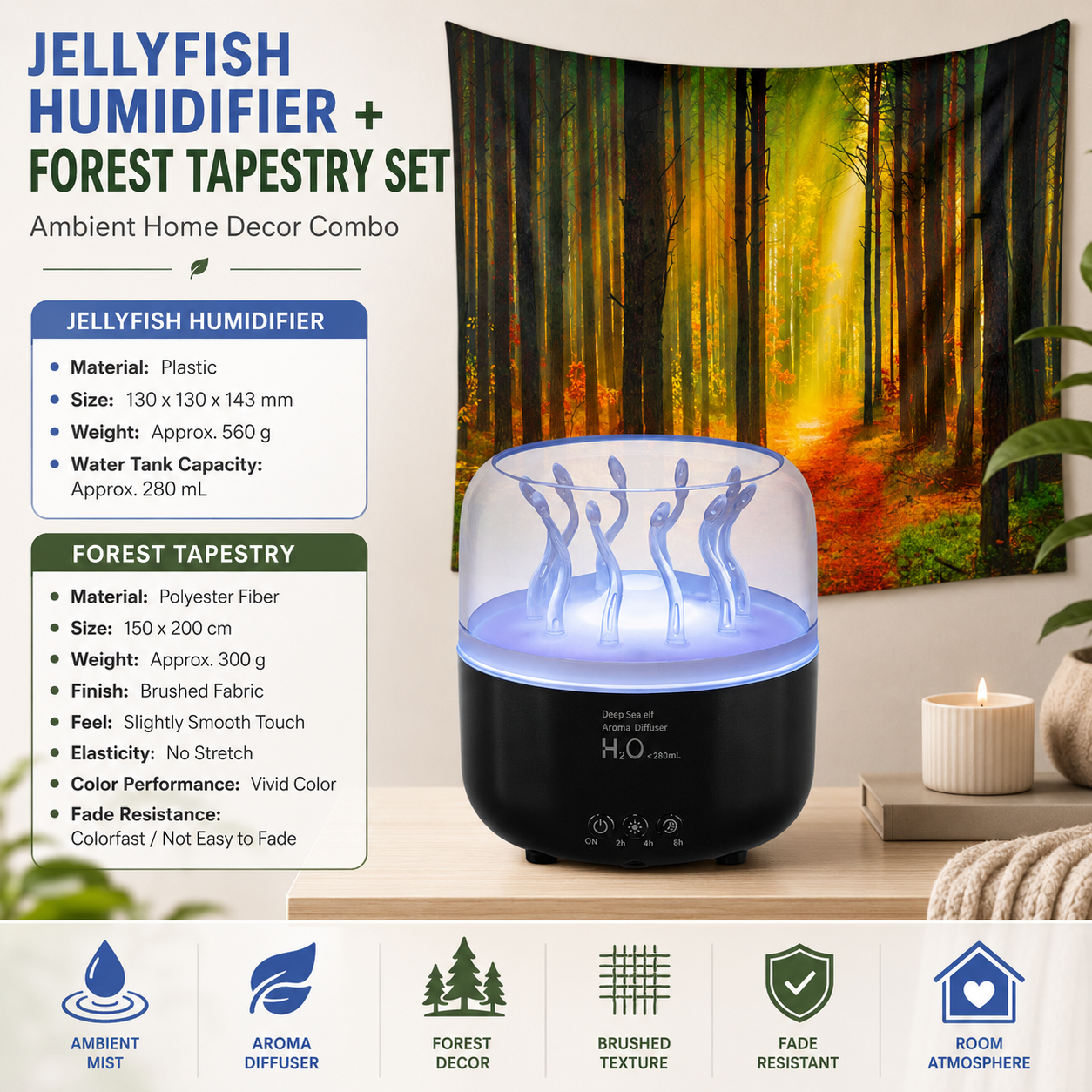 Jellyfish Humidifier + Tapestry Duo Set view 6