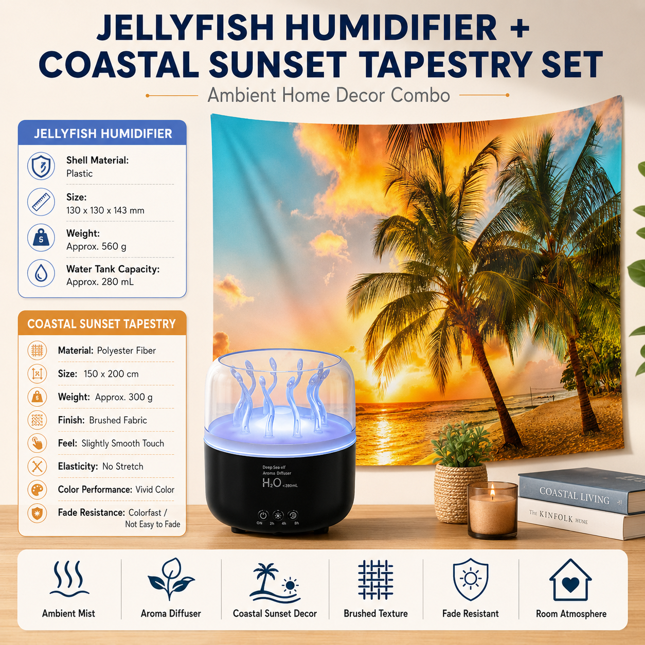 Jellyfish Humidifier + Tapestry Duo Set