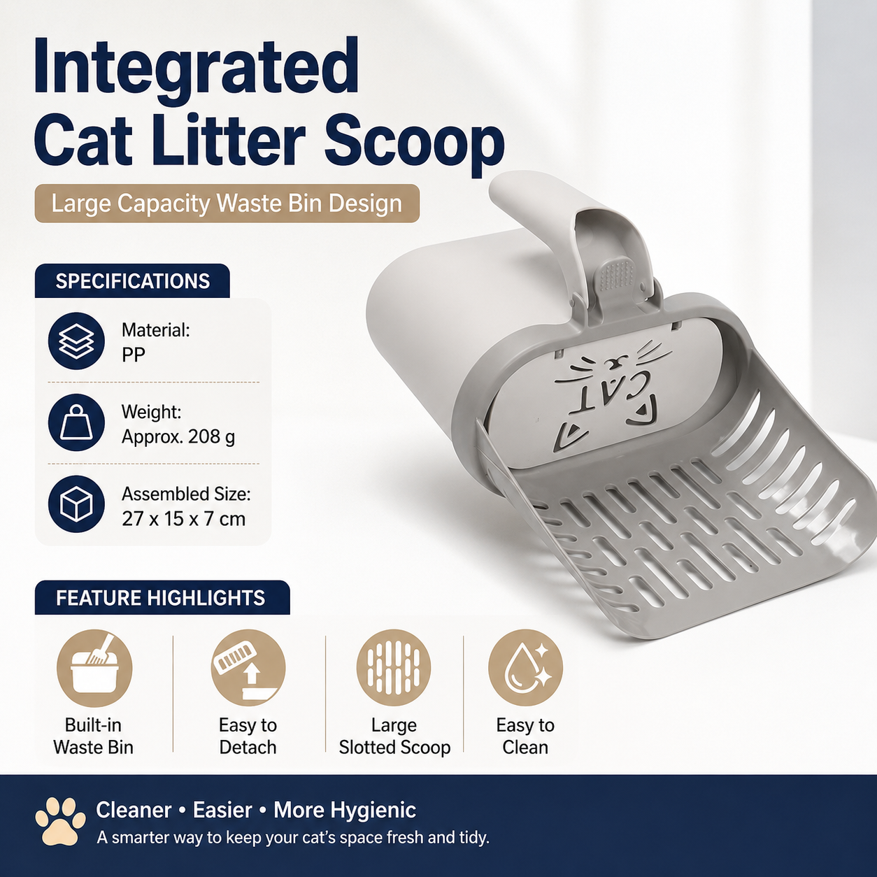 All-in-one Cat Litter Scoop with Waste Bin