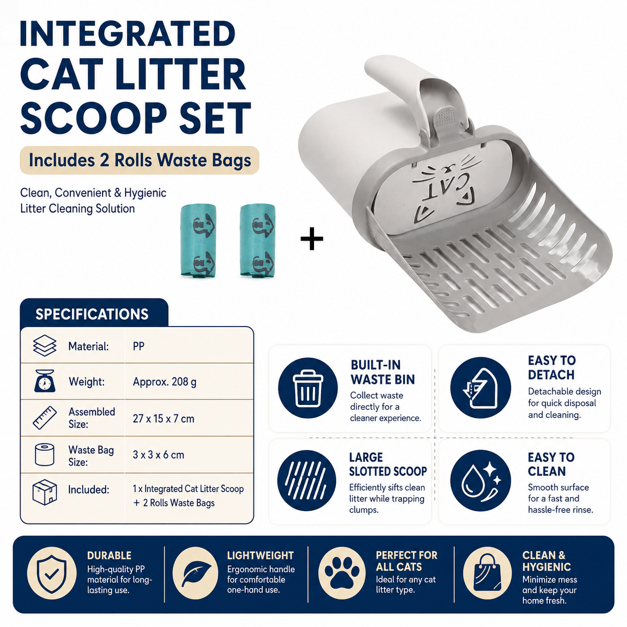 All-in-one Cat Litter Scoop with Waste Bin view 6