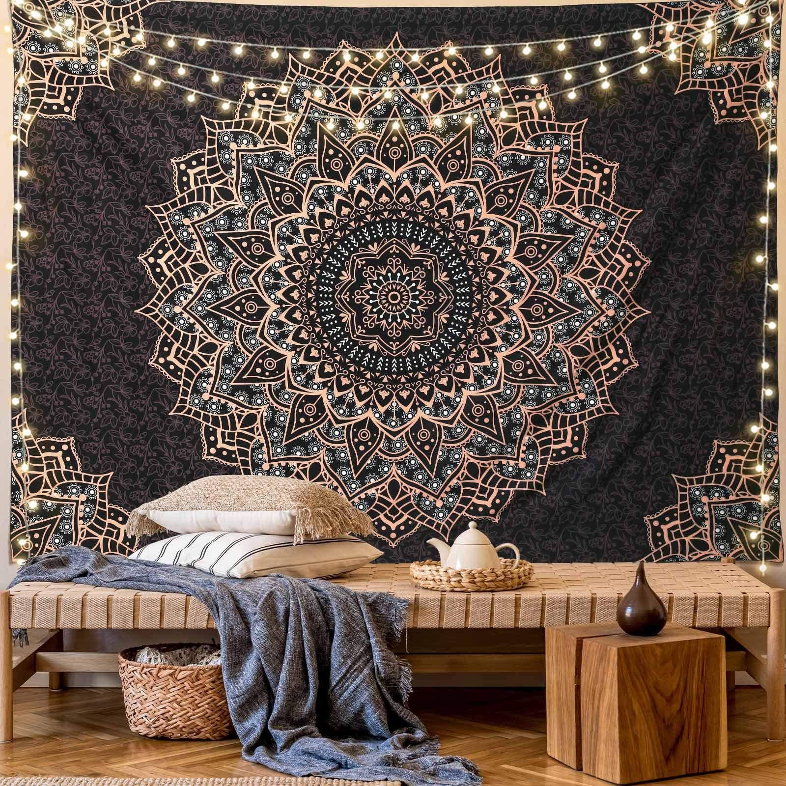 Black 150*200cm Mandala Tapestry – Wall Hanging Decor for Living Room, Bedroom, or Guest Room view 2