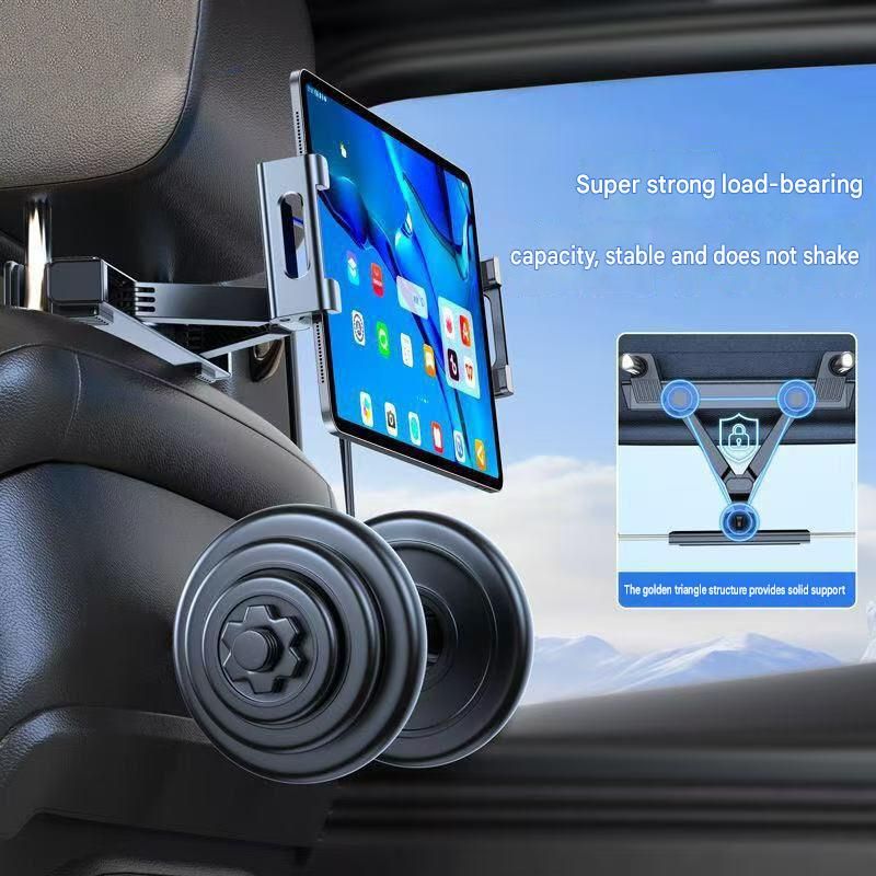 360° Rotating Car Back Seat Tablet & Phone Holder – Adjustable Headrest Mount for 4.7–12.9 Inch Devices, Universal Car Rear Entertainment Stand view 4