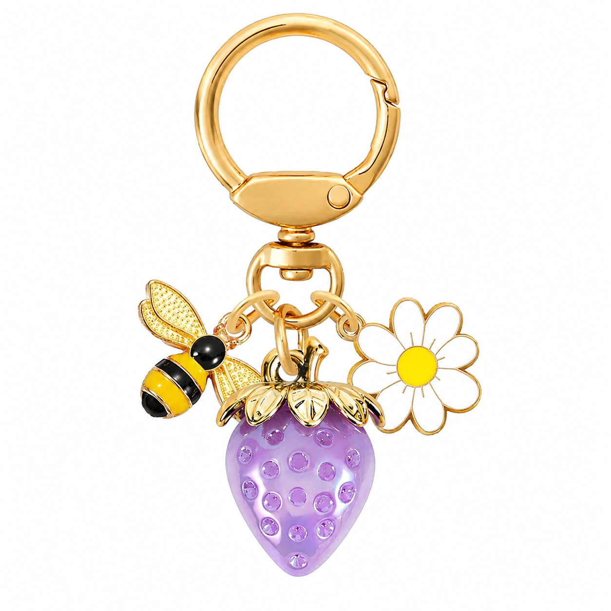 Solid Strawberry & Daisy Keychain view 7