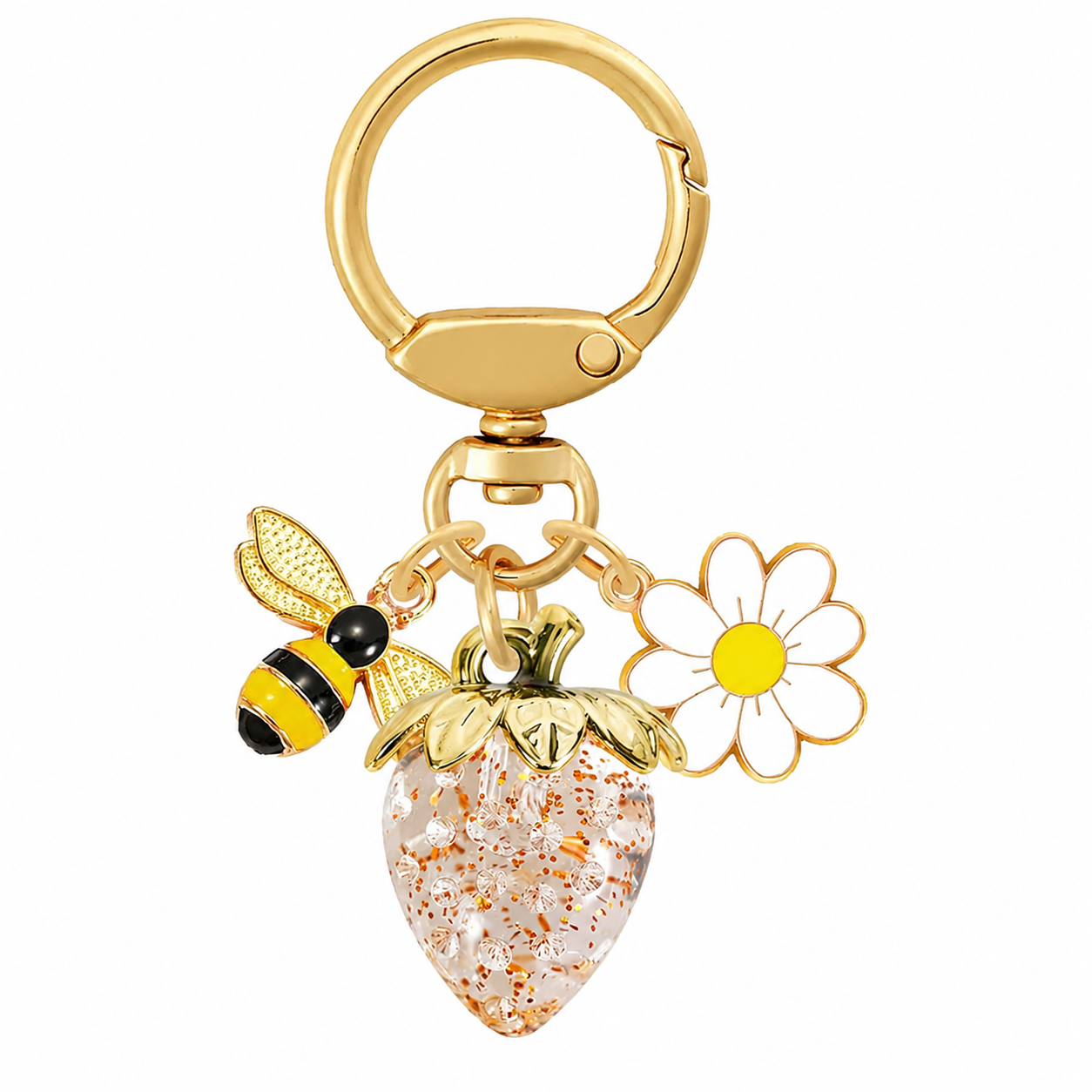 Crystal Strawberry & Daisy Keychain view 8