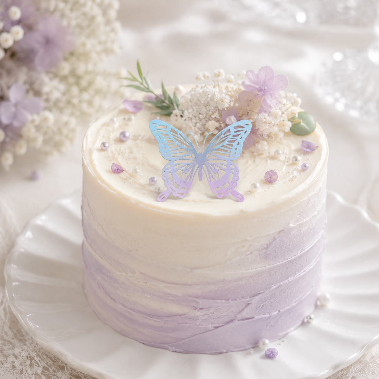 Color Butterfly Holographic Cake Stickers PET Seashell Gloss Butterfly Cake Decorations DIY Dessert Toppers Party Supplies 20pcs x 2 Packs view 2