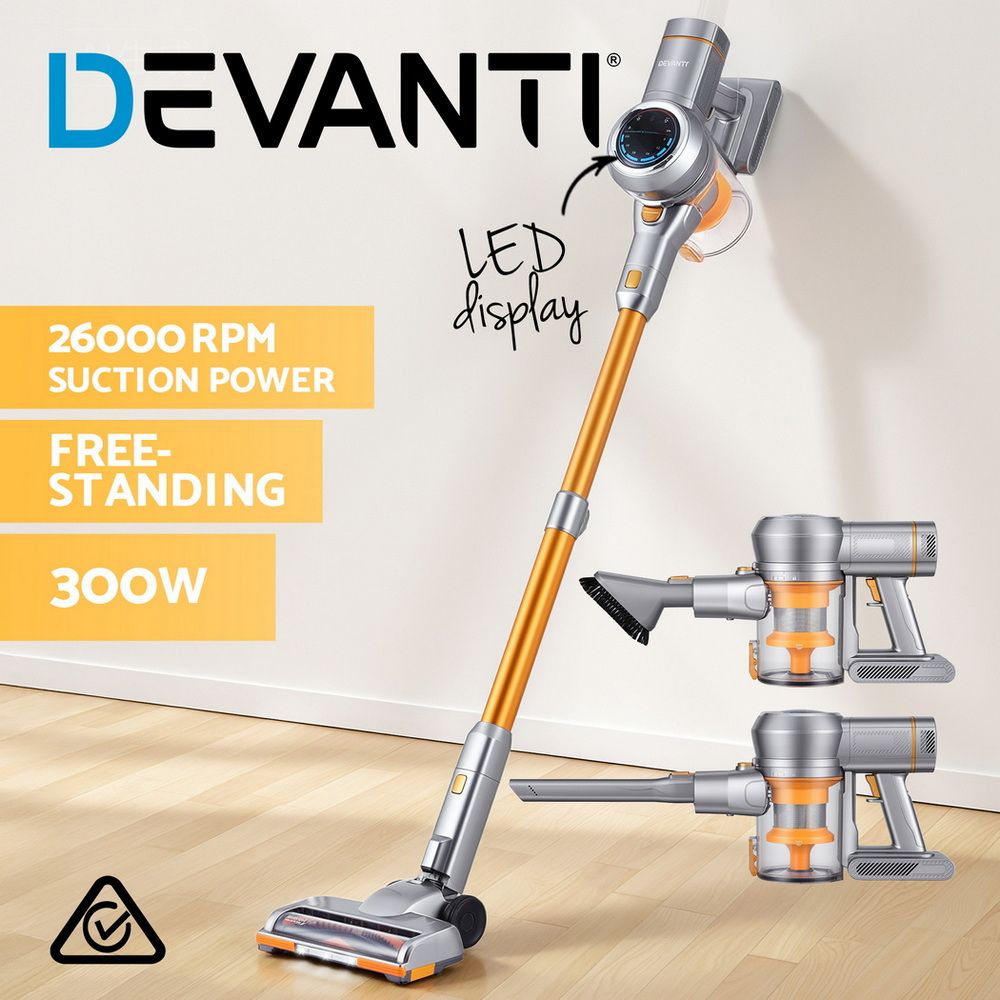 Devanti 300W Cordless Stick Vacuum Cleaner Golden view 2