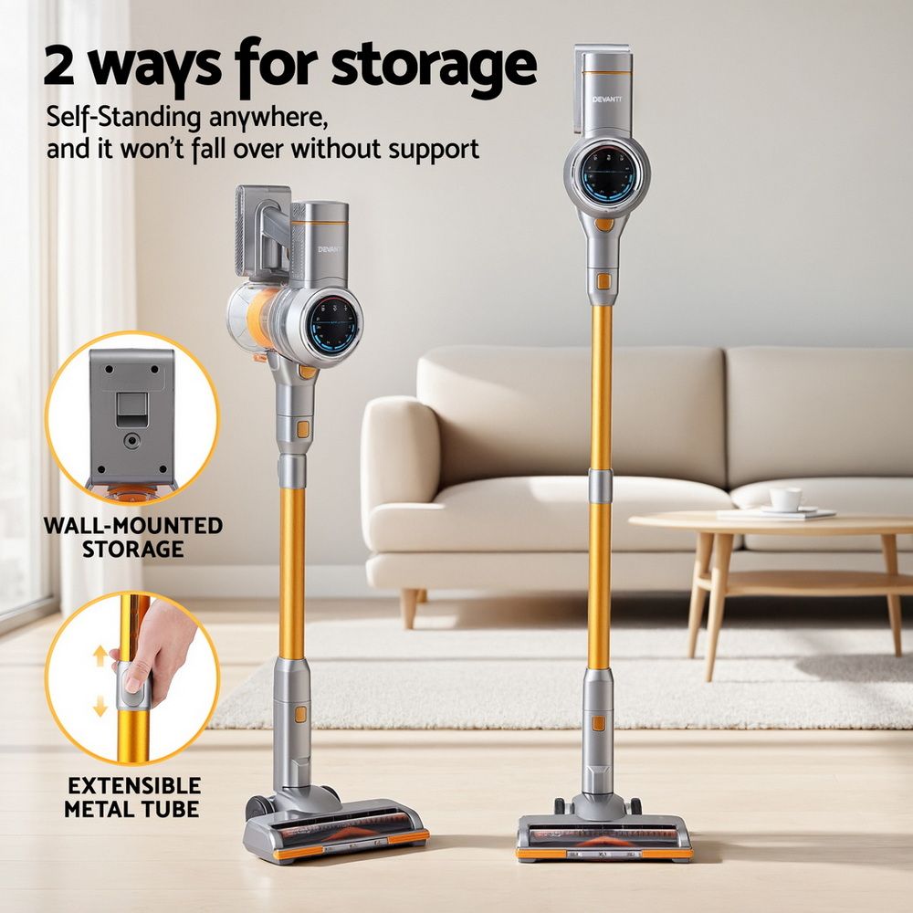 Devanti 300W Cordless Stick Vacuum Cleaner Golden view 5
