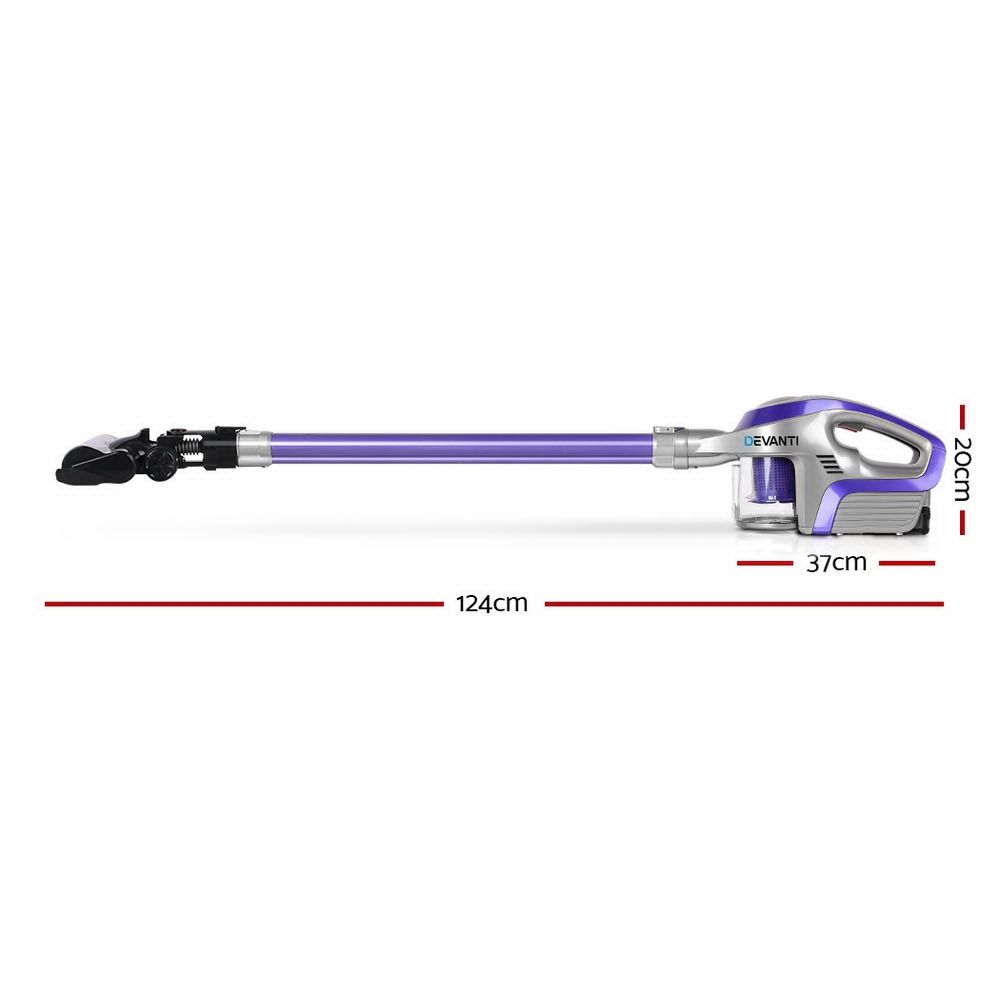 Devanti Stick Vacuum Cleaner Roller Brush 150W Purple Grey view 2