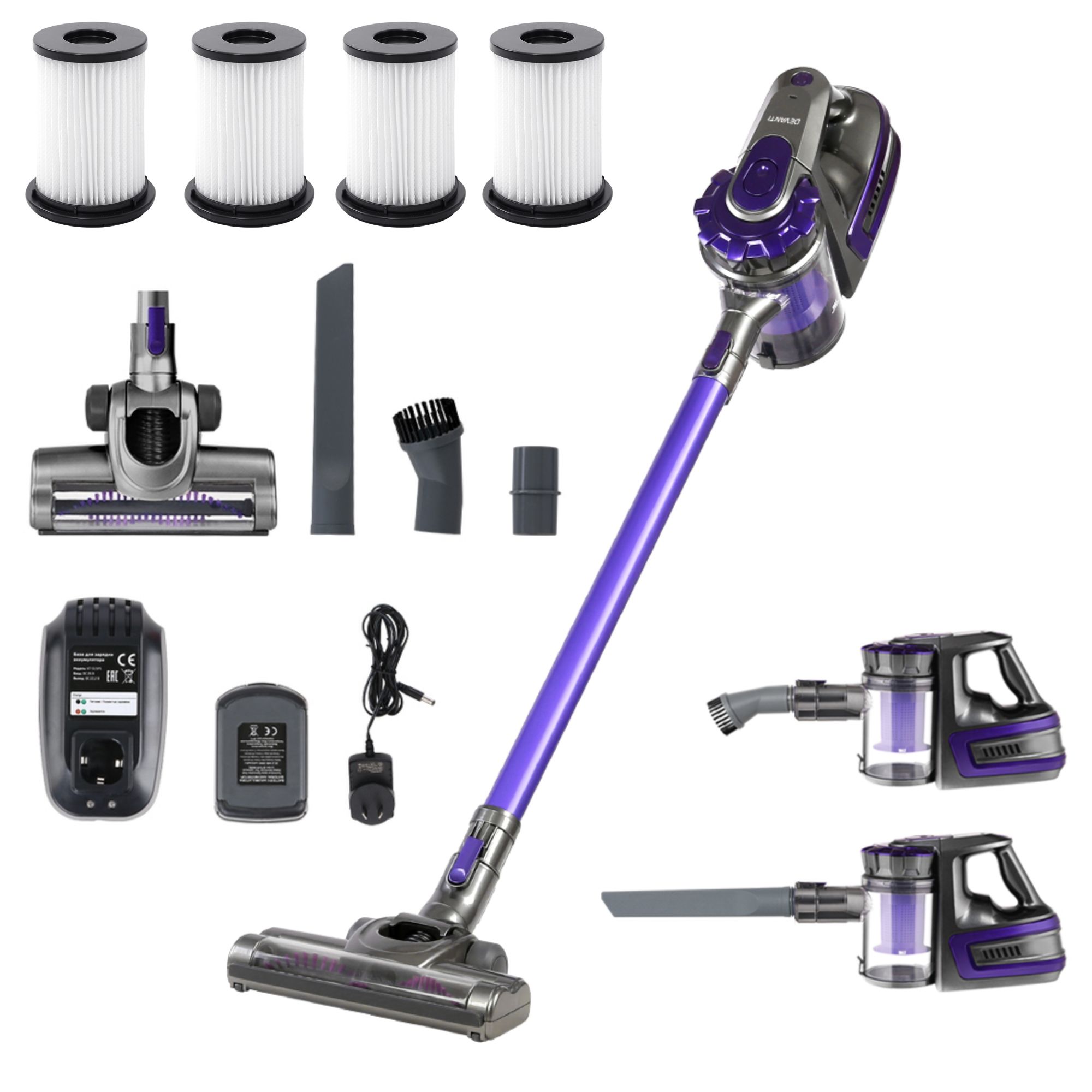 Devanti Cordless Stick Vacuum Cleaner HEPA Filter Purple