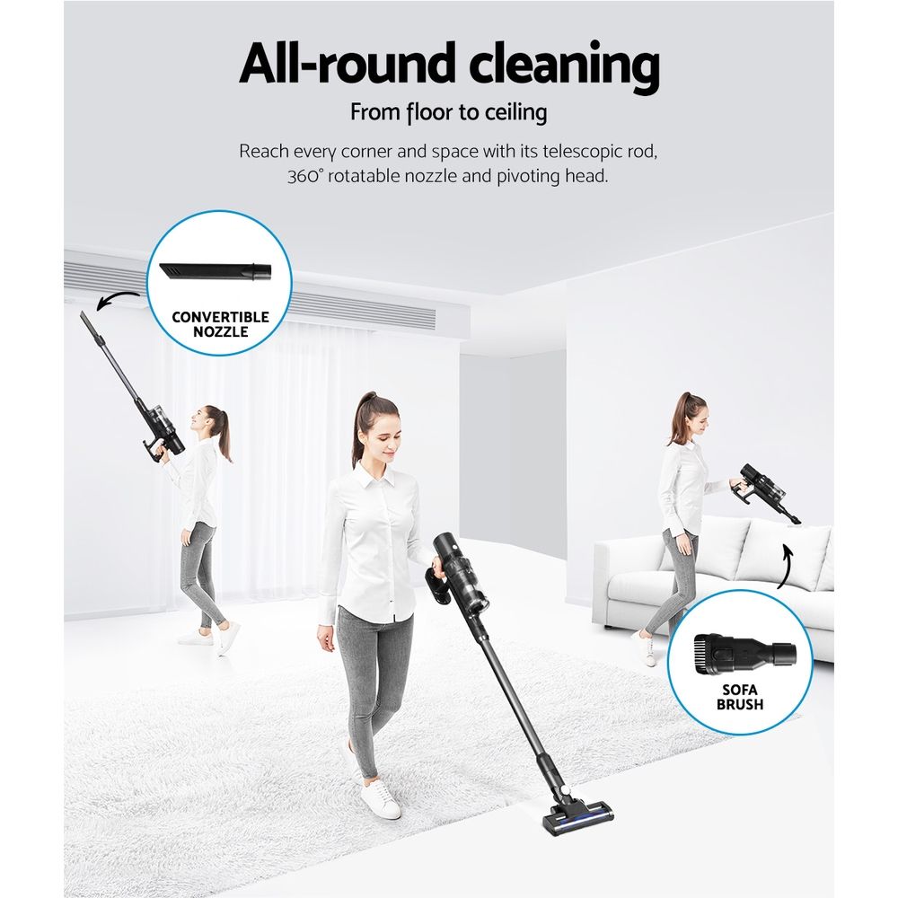 Devanti Brushless Cordless Stick Vacuum Cleaner 350W Grey view 5