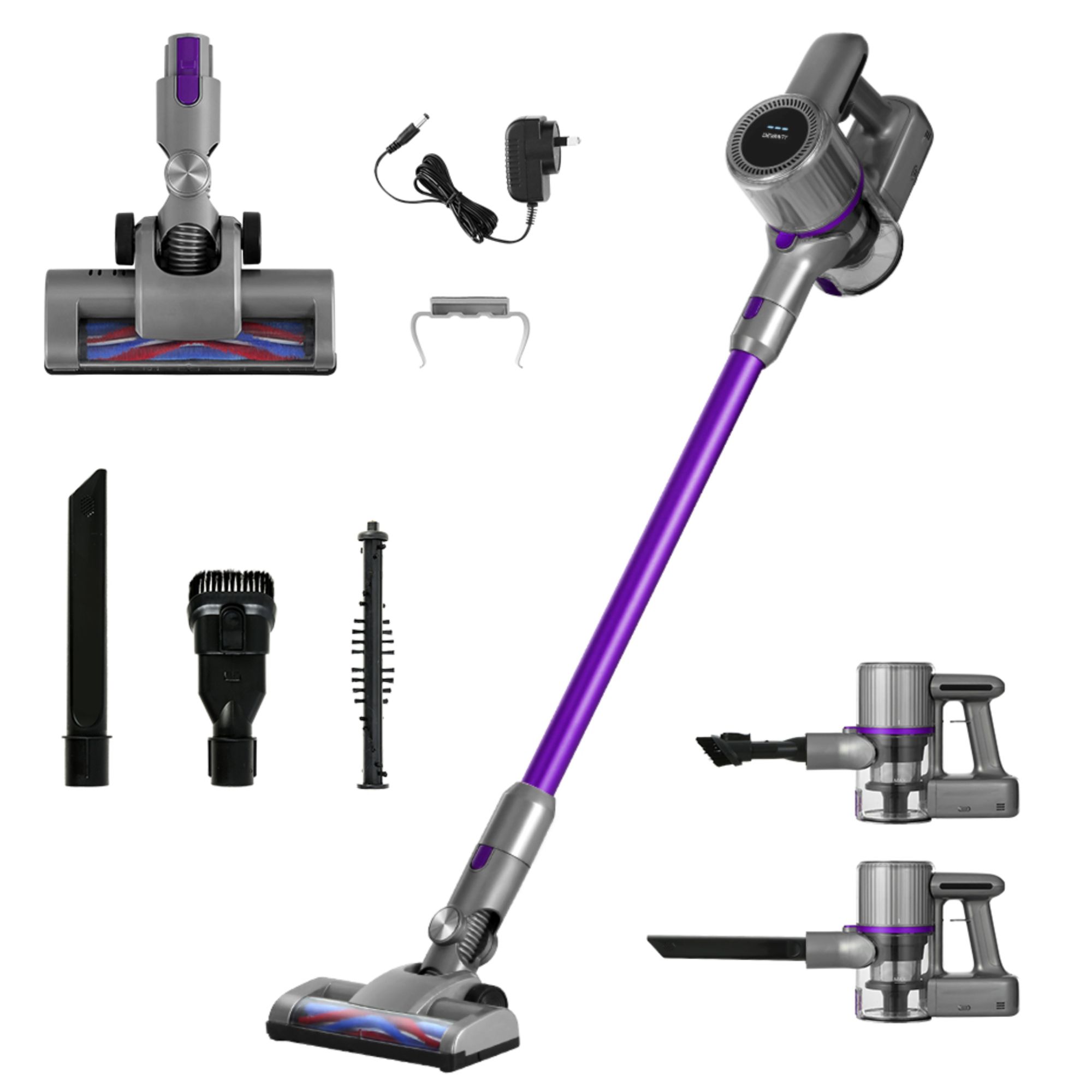 Devanti Bagless Cordless Stick Vacuum Cleaner 120W Purple