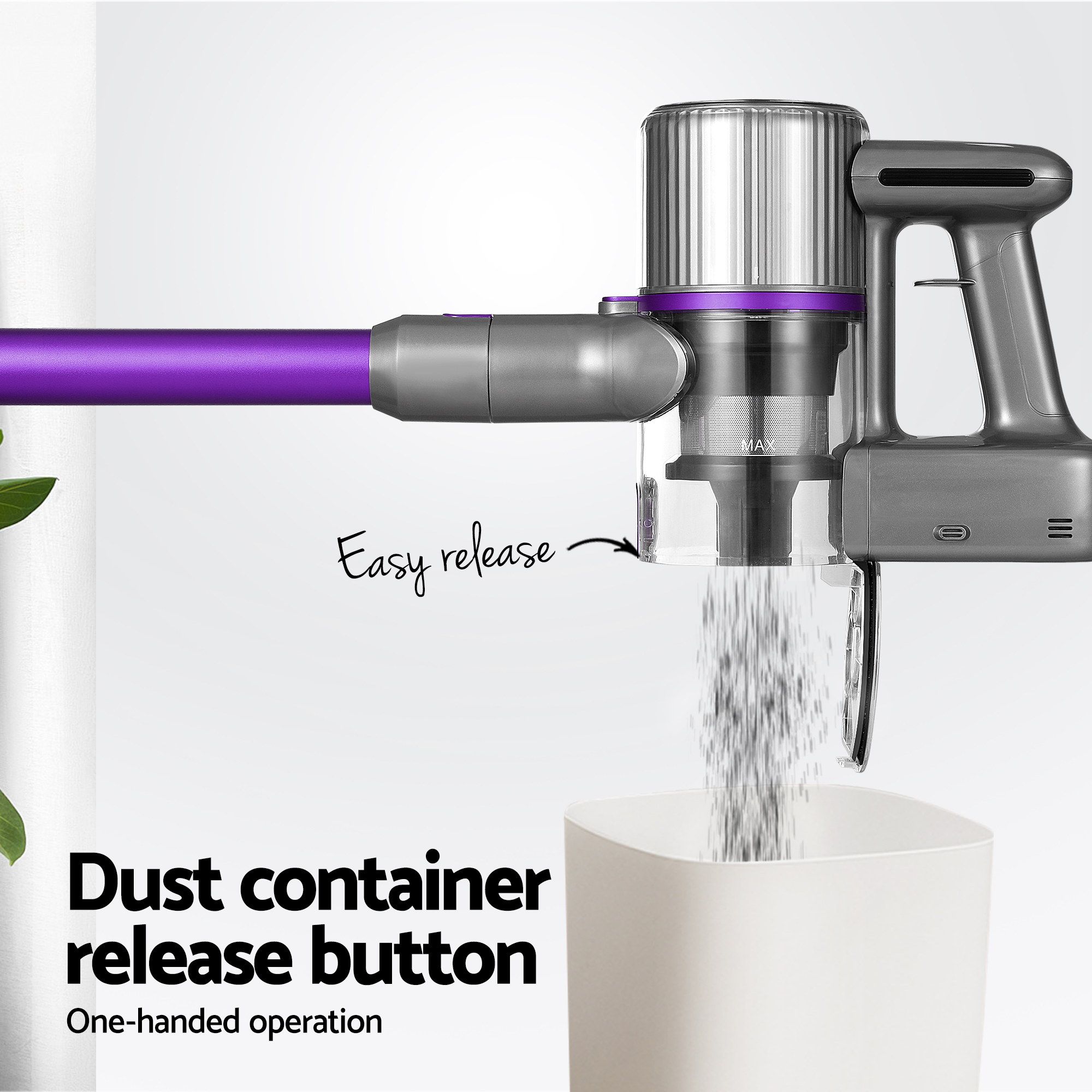 Devanti Bagless Cordless Stick Vacuum Cleaner 120W Purple view 4