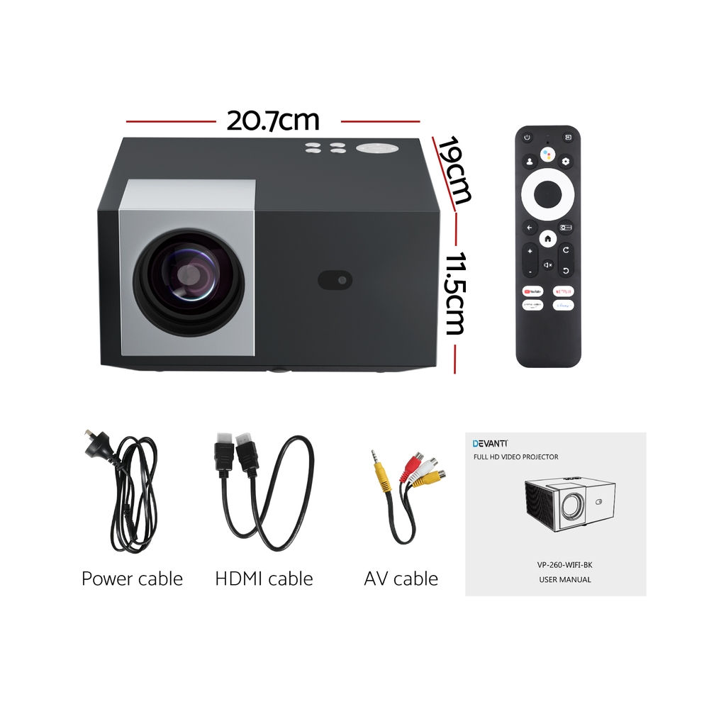 Devanti 4K Google TV Wifi Video Projector Home Cinema view 2