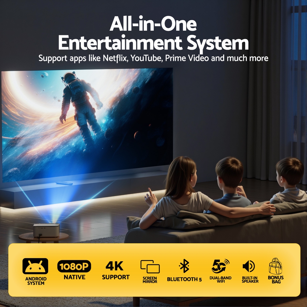 Devanti 4K Android Wifi Video Projector Home Cinema view 4
