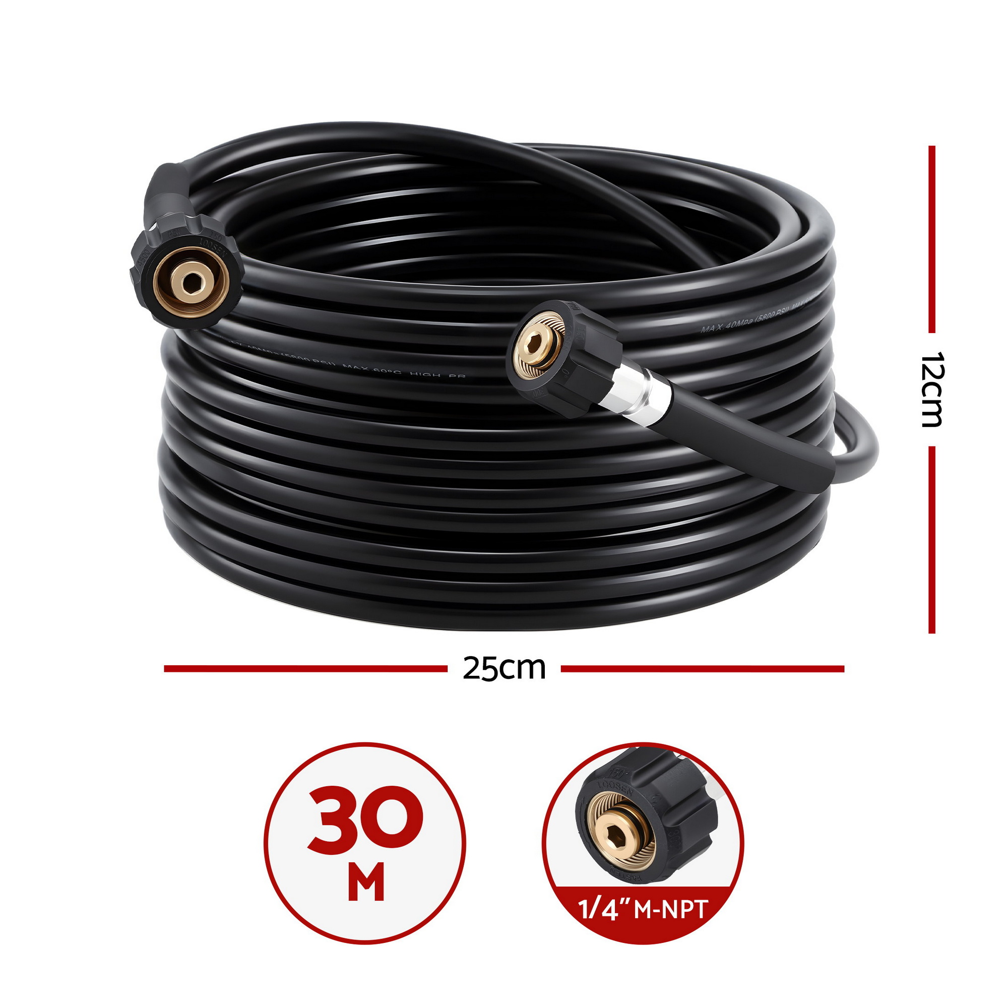 Giantz Pressure Washer Hose 30m 5800PSI Quick Connect view 2
