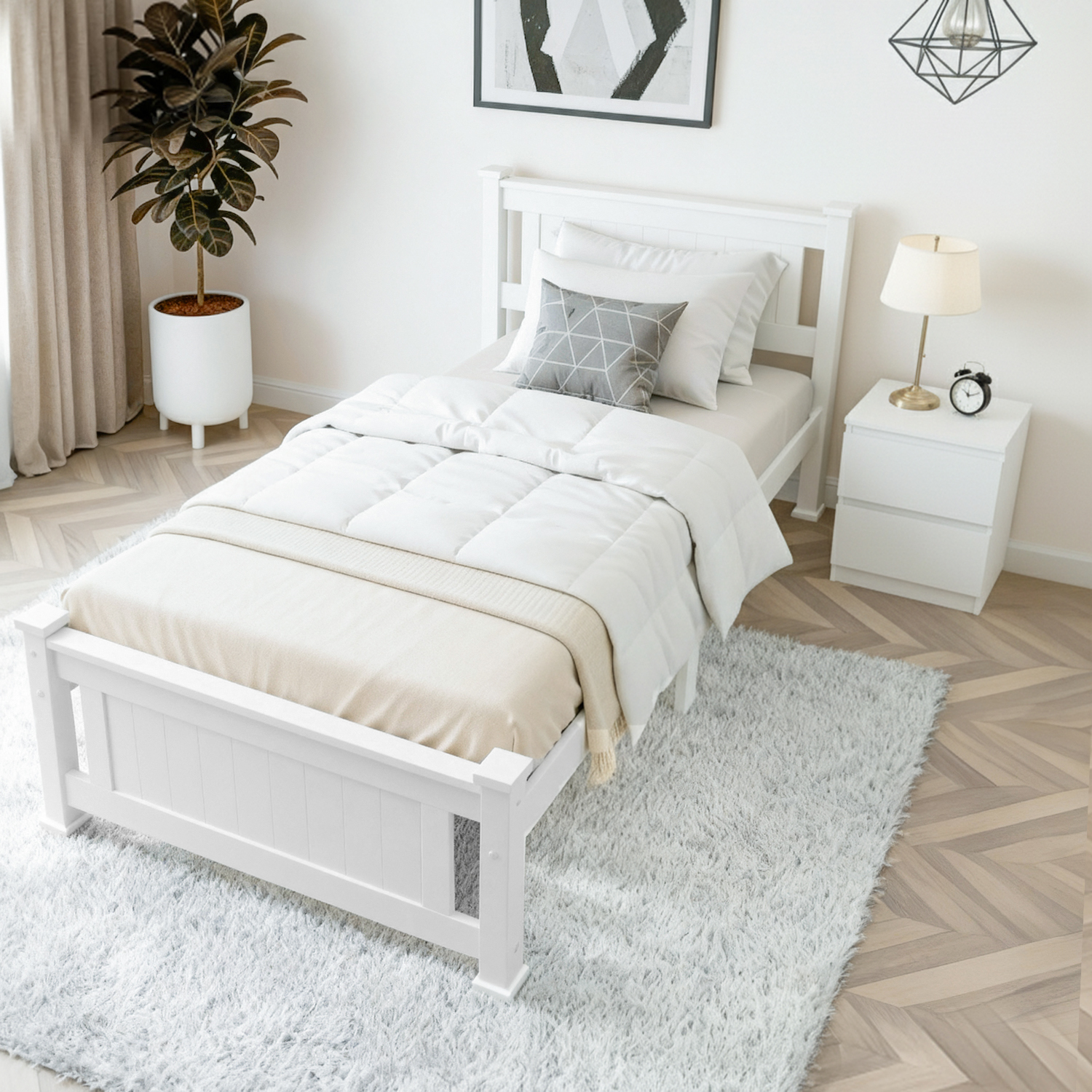 Artiss Rio King Single Bed Frame & Pepe Bedside Table