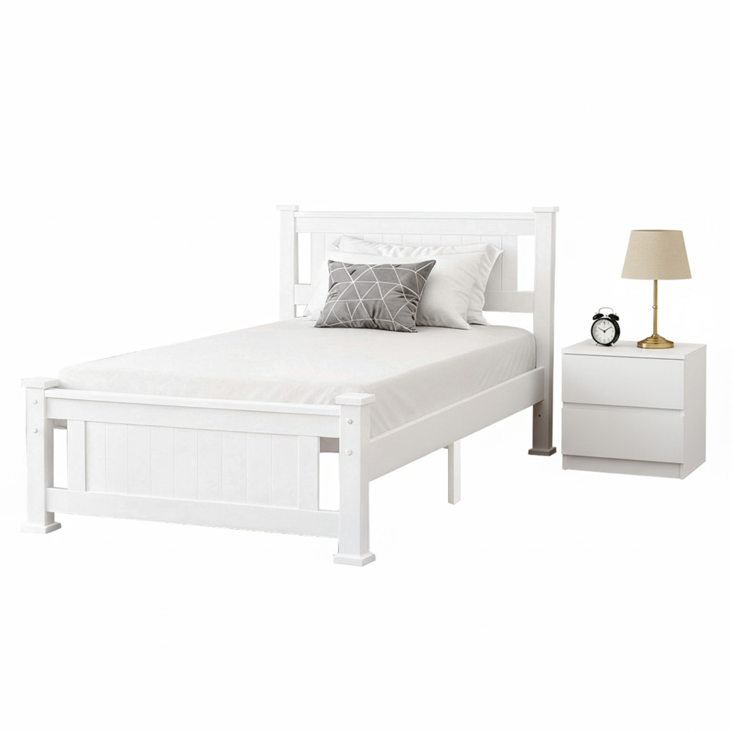Artiss Rio King Single Bed Frame & Pepe Bedside Table view 3