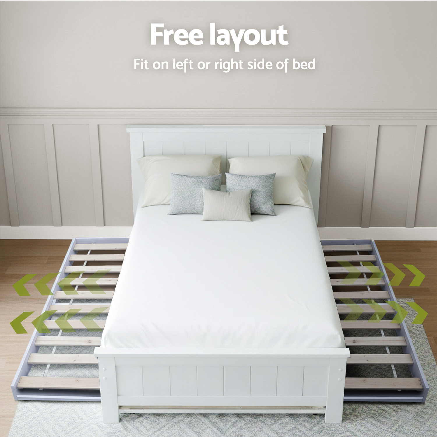 Artiss Elvis Trundle Bed Frame & Display Shelf Set view 5