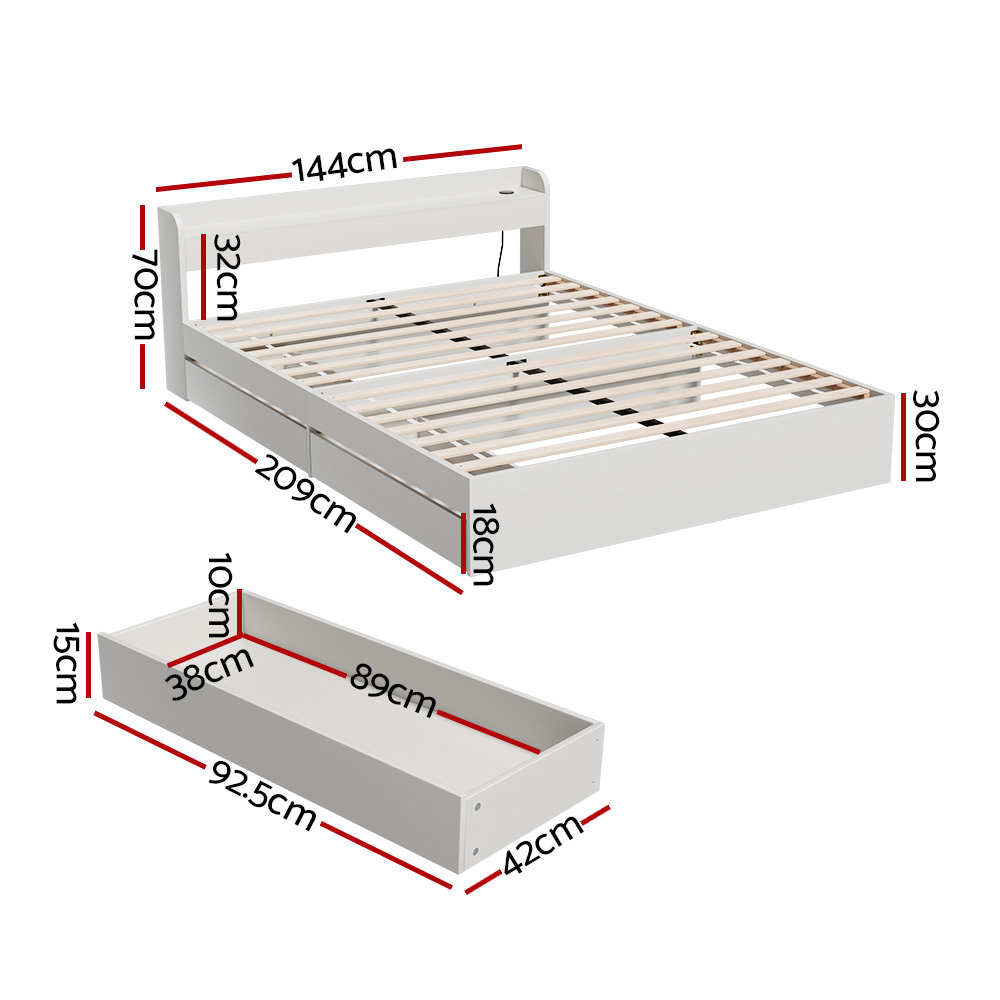 Artiss Aura Storage Bed Frame with Charging Ports view 2