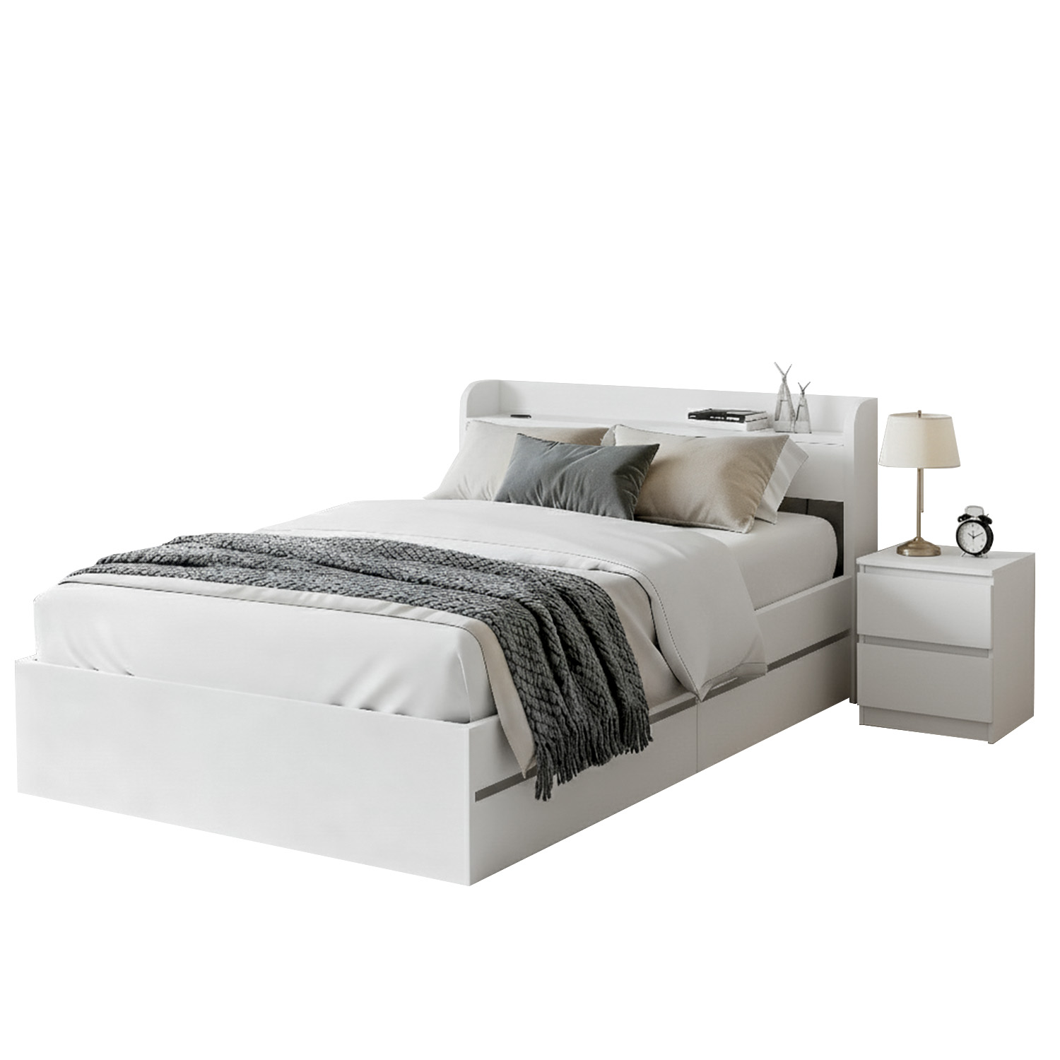 Artiss Aura Single Bed Frame and Bedside Table Set