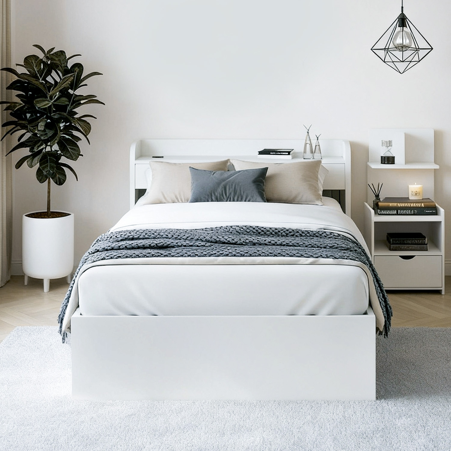 Artiss Aura Single Bed Frame with Charging Ports and Table view 4