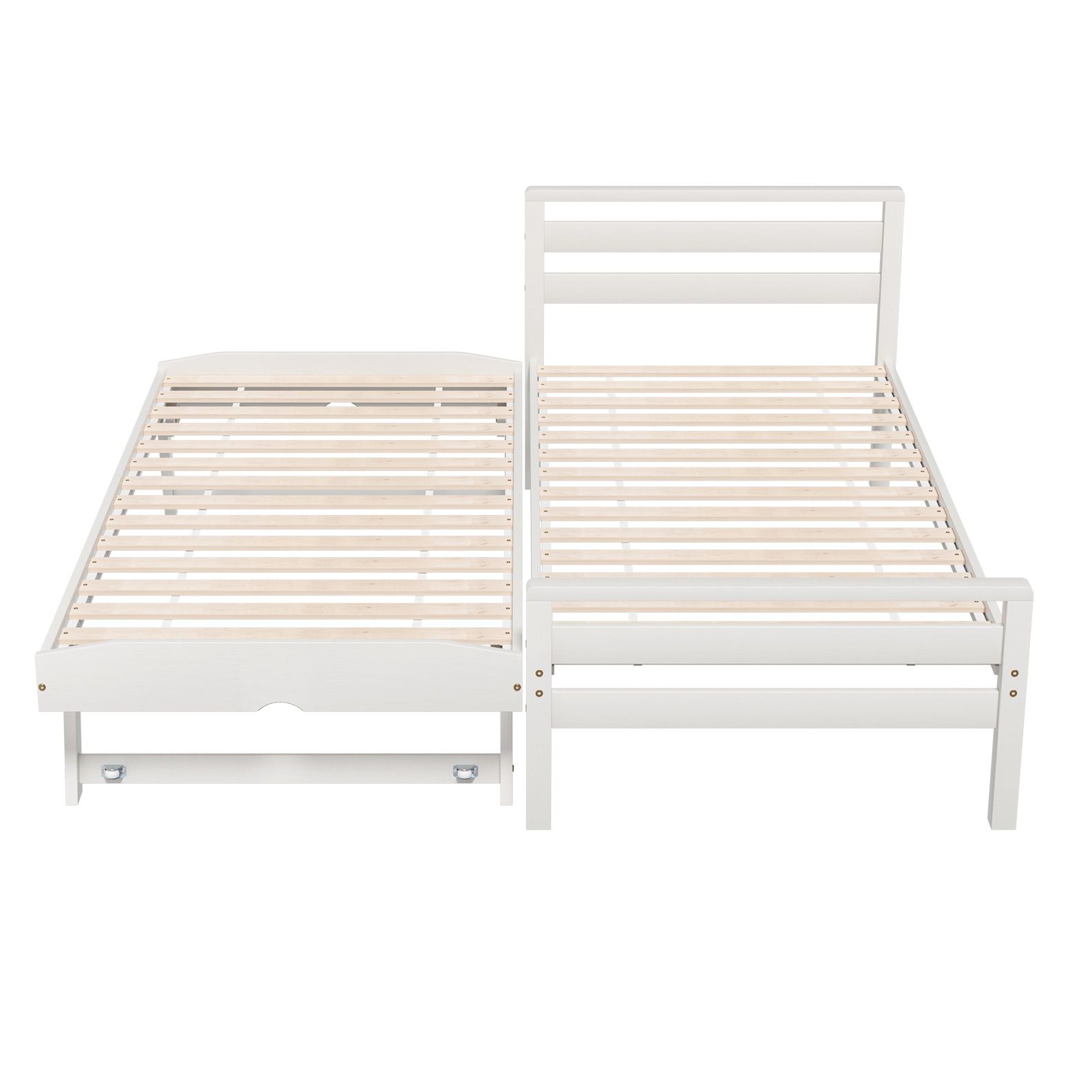 Artiss AVIS 2-in-1 Trundle Bed Frame, White view 3