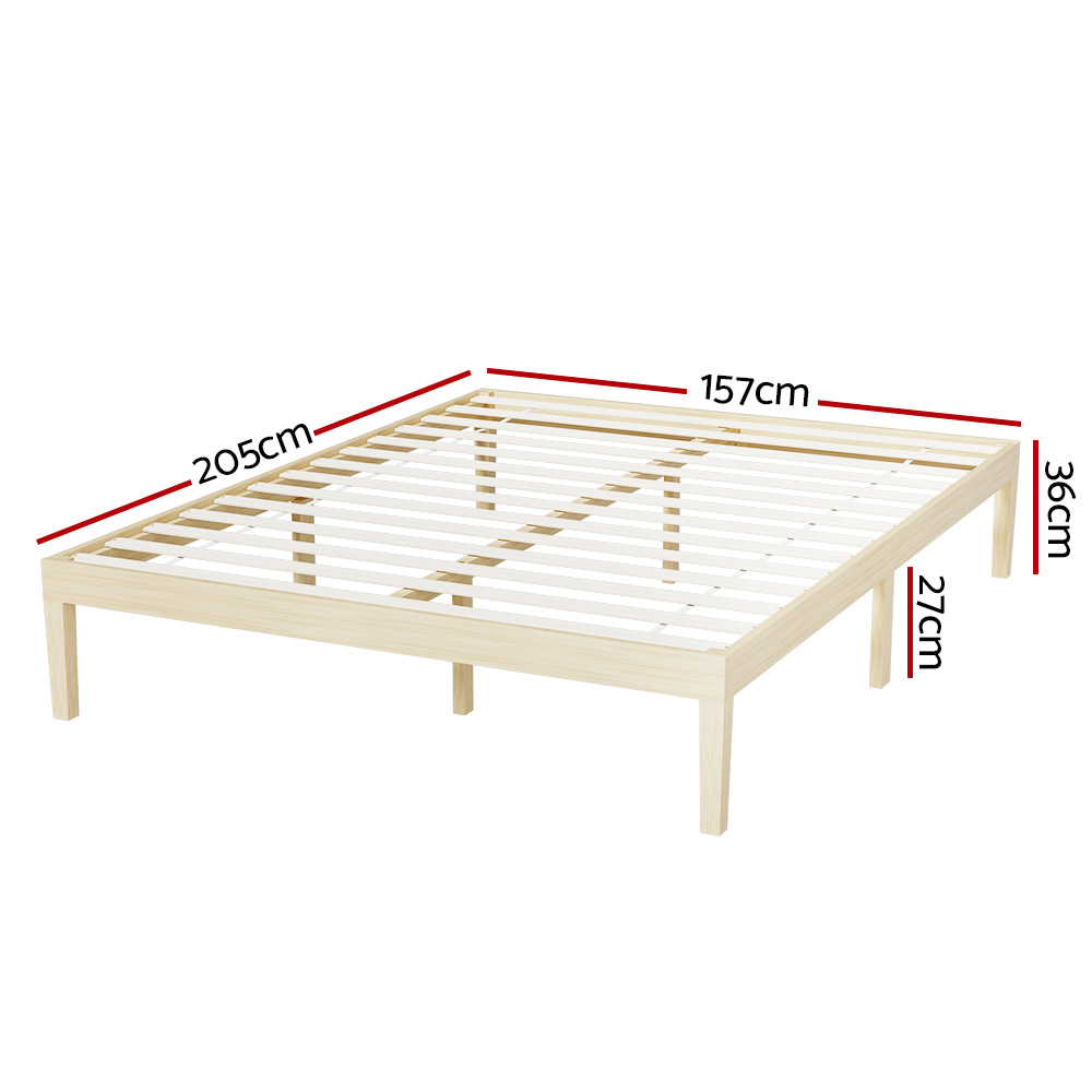 Artiss BRUNO Pine Bed Frame, Timber Platform Base view 2