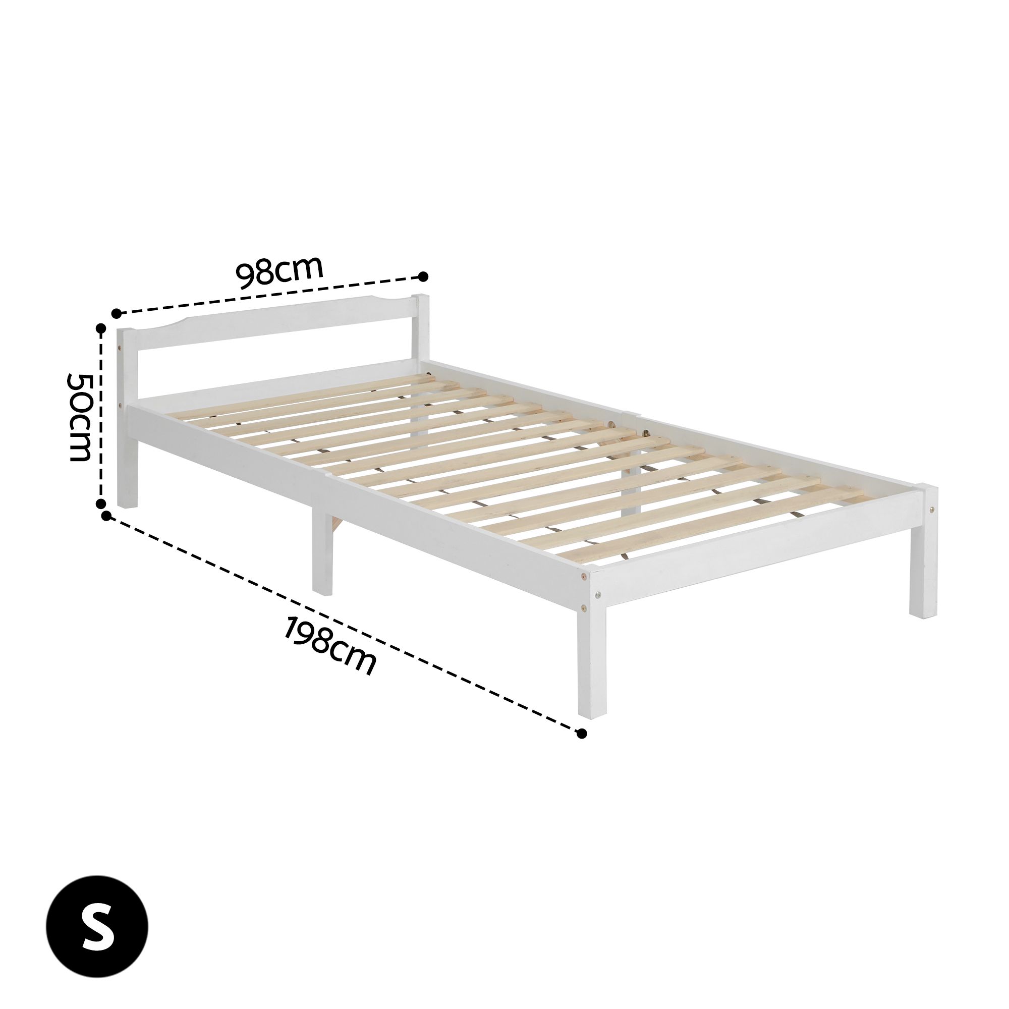 Artiss LEXI Wooden Bed Frame, White view 2