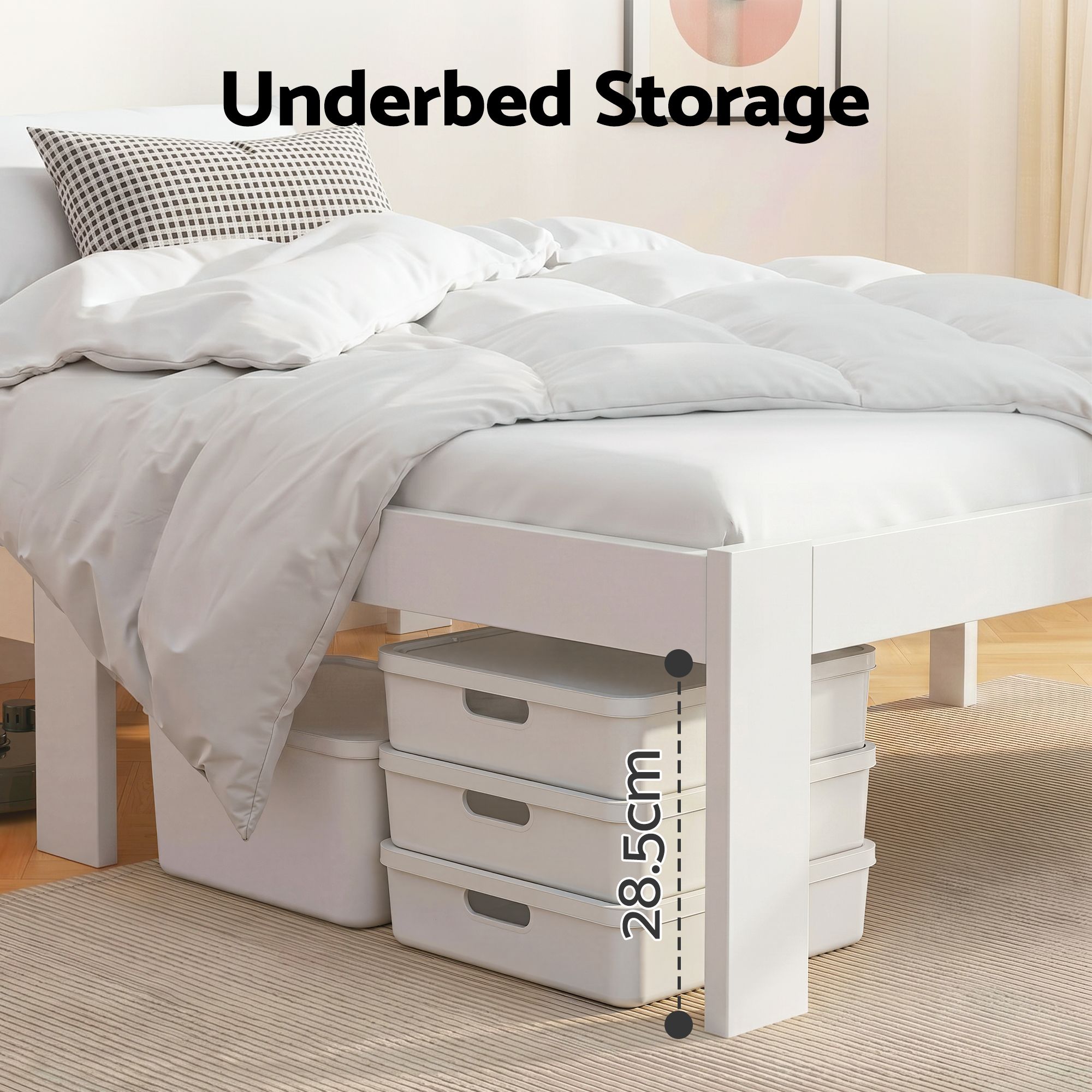 Artiss JADE Wooden Bed Frame, White view 4