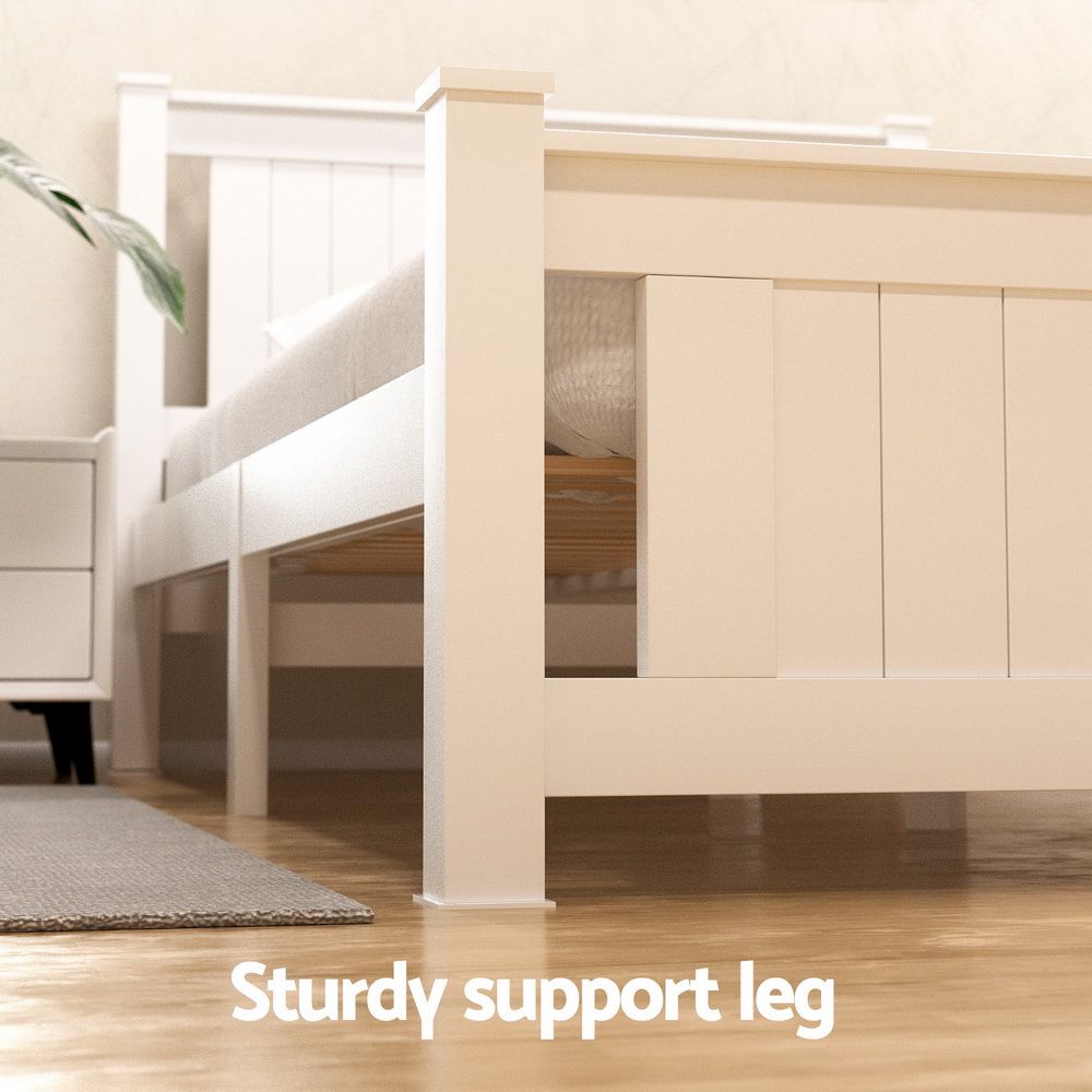 Artiss RIO Wooden Bed Frame with Storage Drawers, White view 5