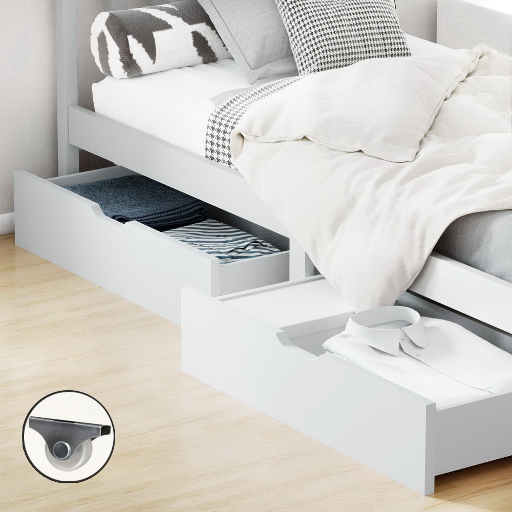 Artiss Set of 2 Storage Drawers Trundle White
