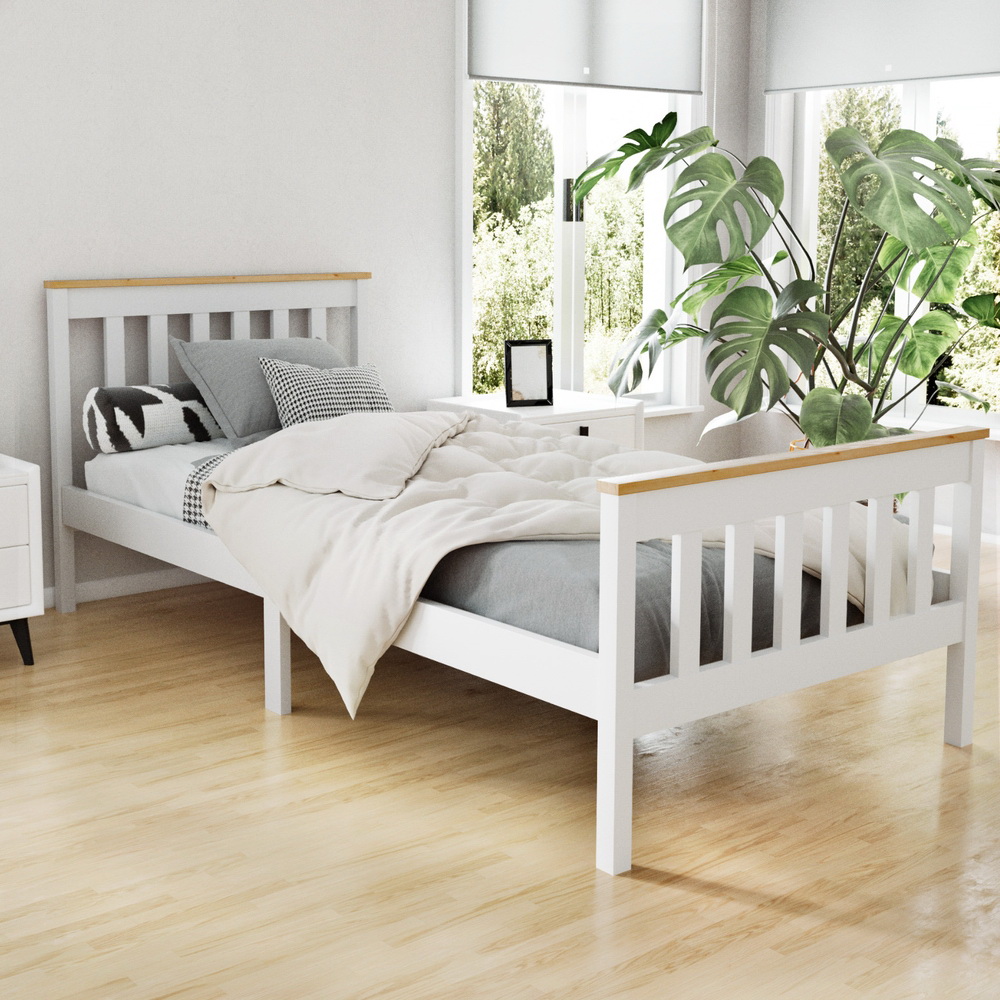 Artiss PONY Wooden Bed Frame, White