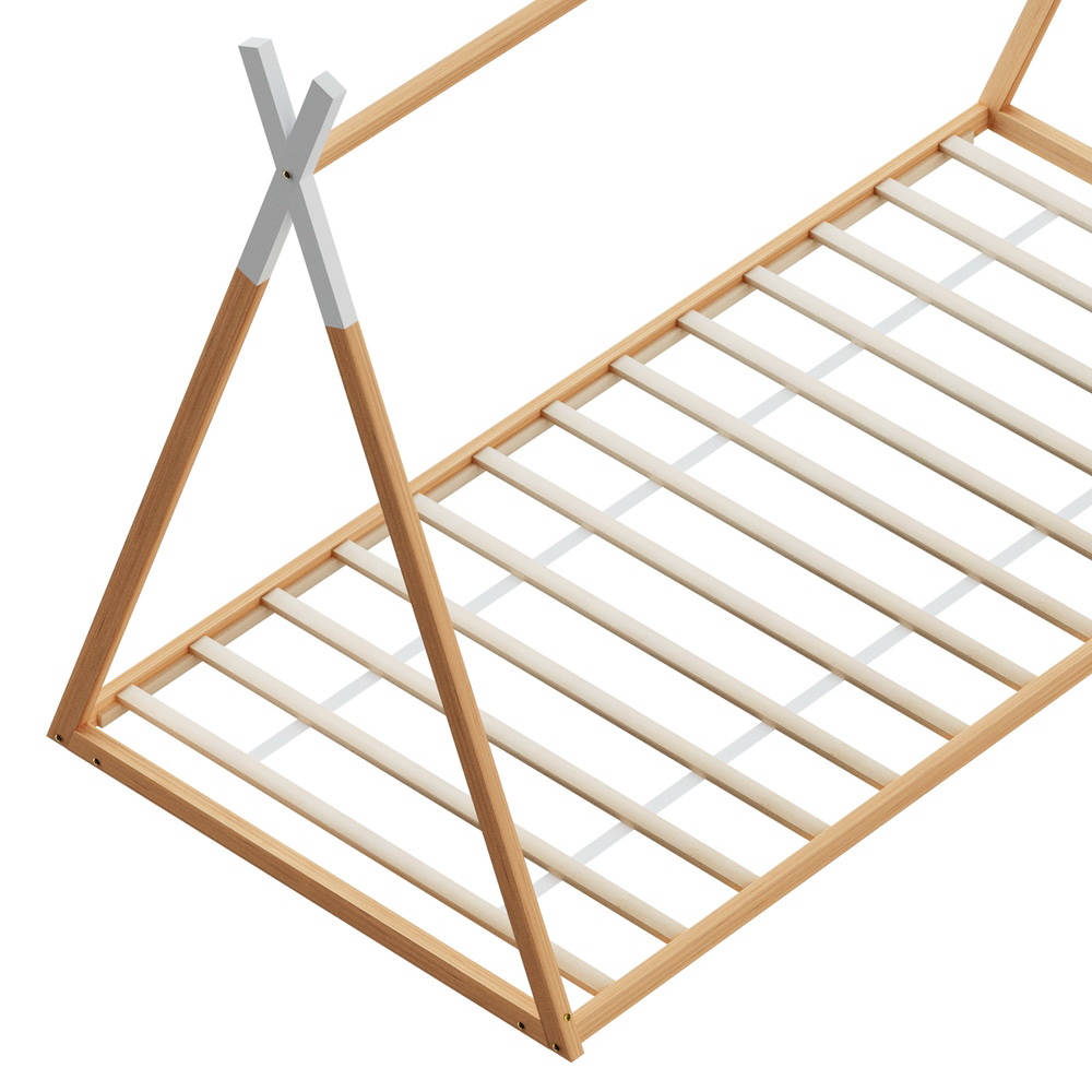 Artiss ENID Wooden Kids House Bed Frame, Oak view 4