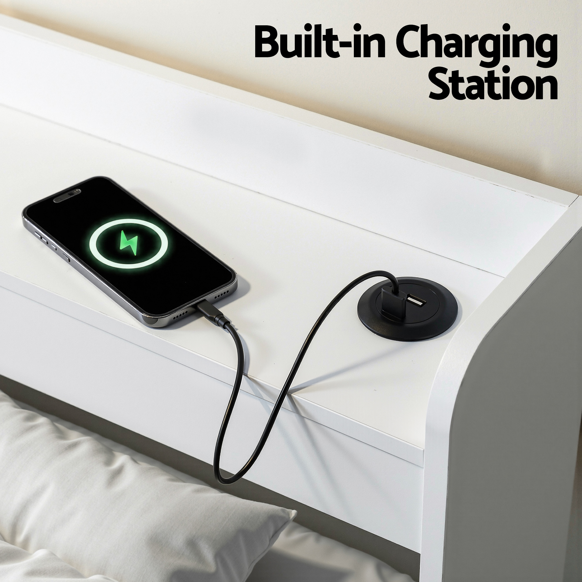 Artiss Aura Bed Frame, Charging Ports, Multiple Colours view 5