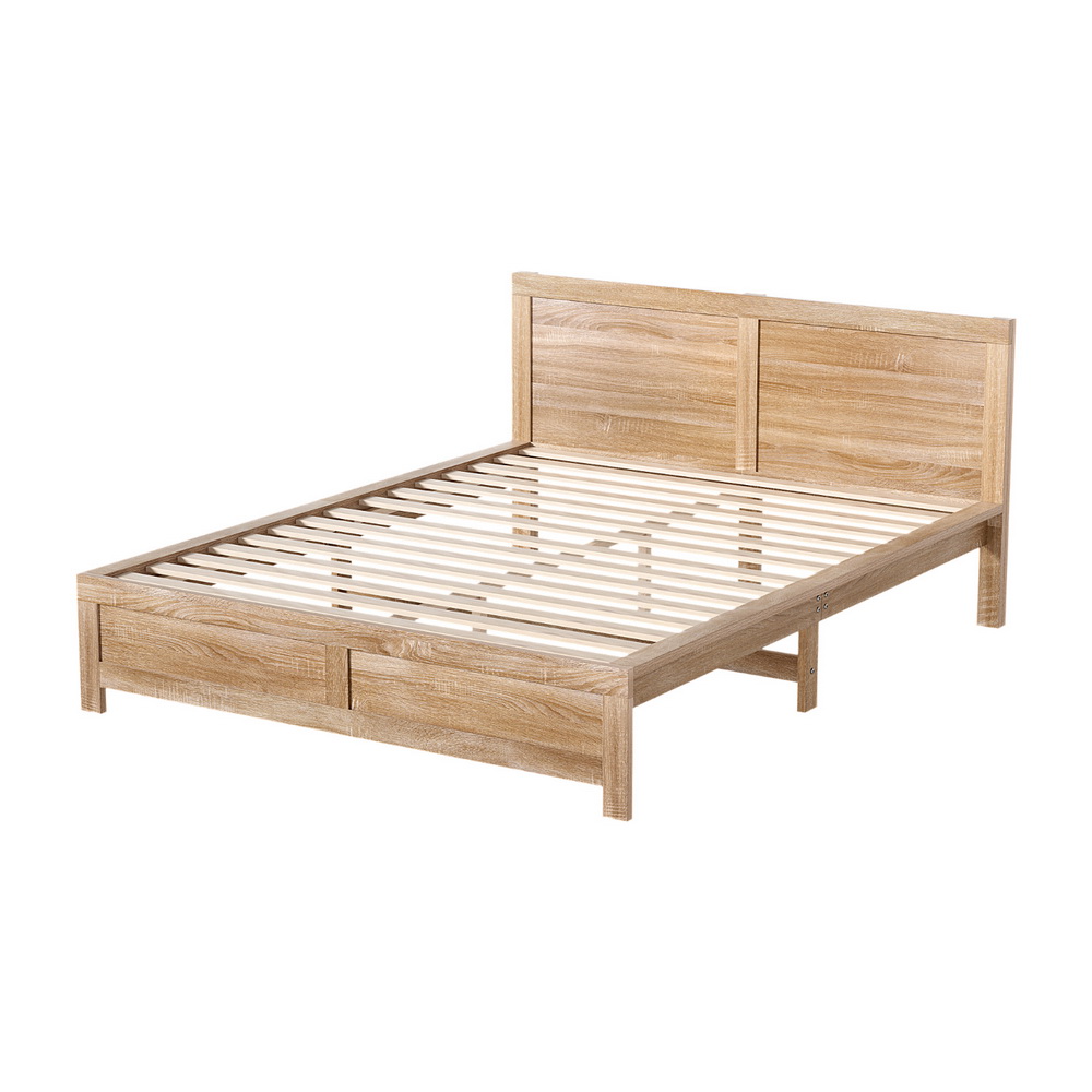Artiss OATMEAL Wooden Bed Frame, Acacia Wood view 2