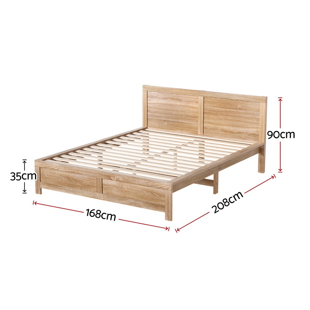 Artiss OATMEAL Wooden Bed Frame, Acacia Wood view 3