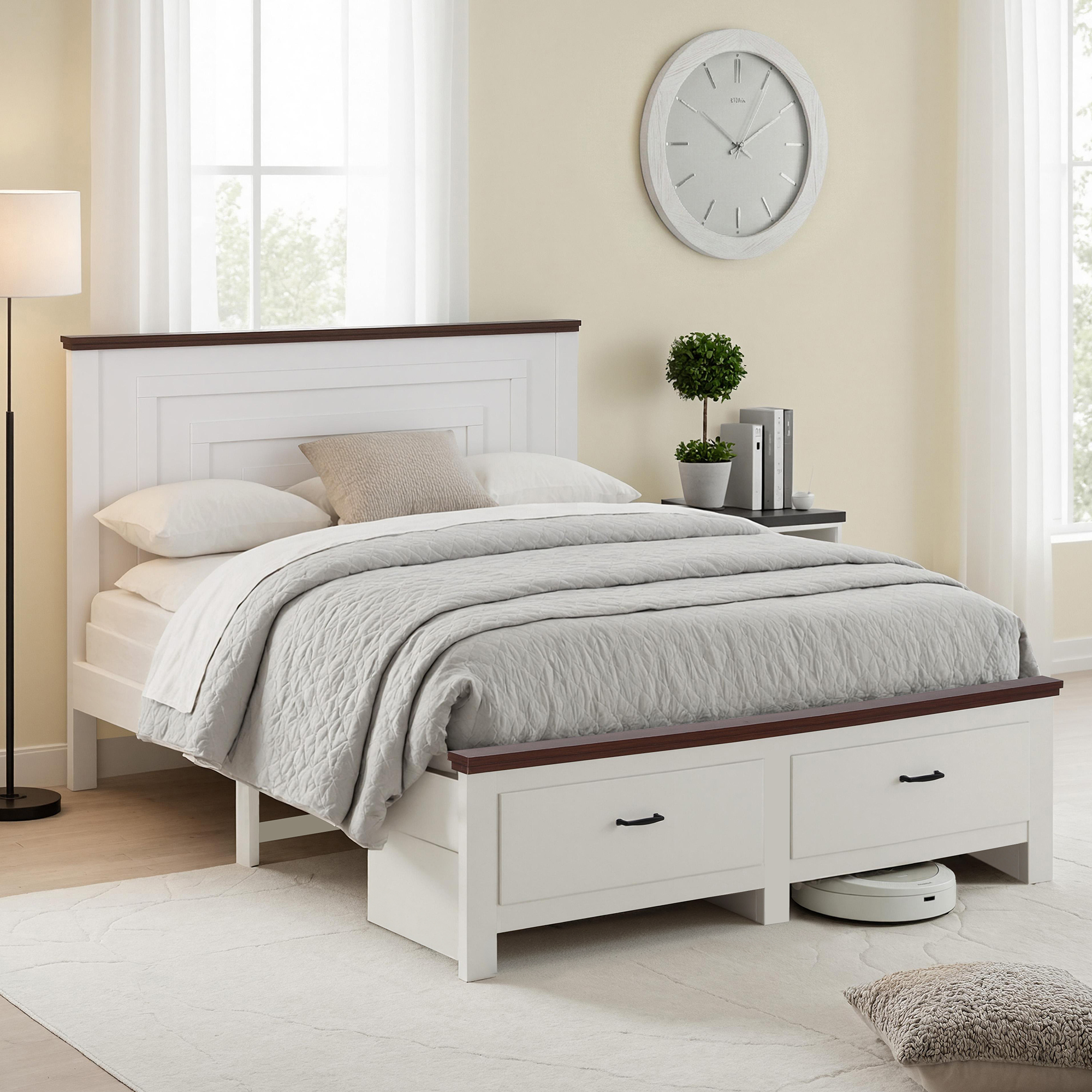 Artiss Wooden Bed Frame with High Headboard and Drawer