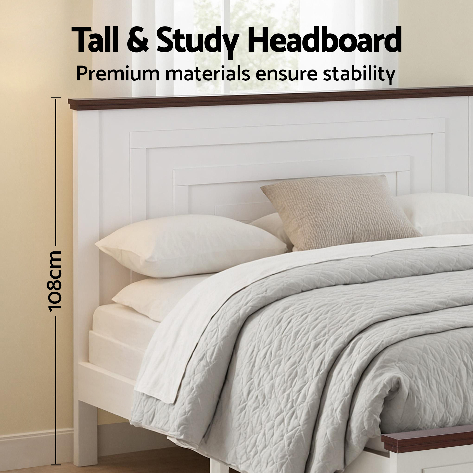 Artiss Wooden Bed Frame with High Headboard and Drawer view 5