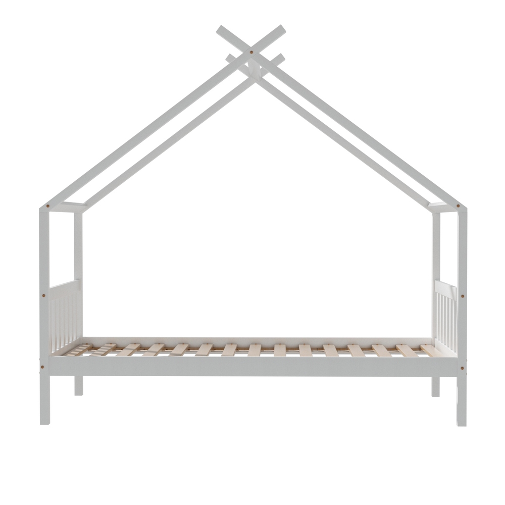 Artiss Kids Wooden House Bed Frame with Storage Drawers, White view 3