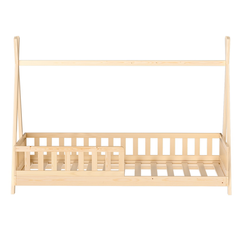 Artiss PUAH Wooden Kids House Bed Frame, Oak view 3